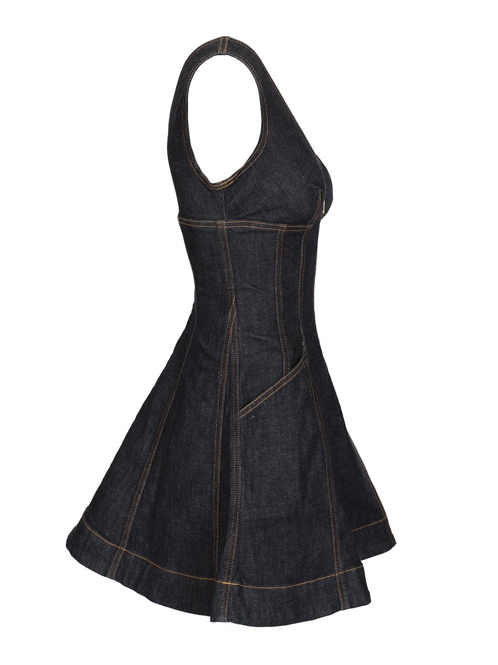 Indigo Denim Mini Dress Dresses Blue - 3