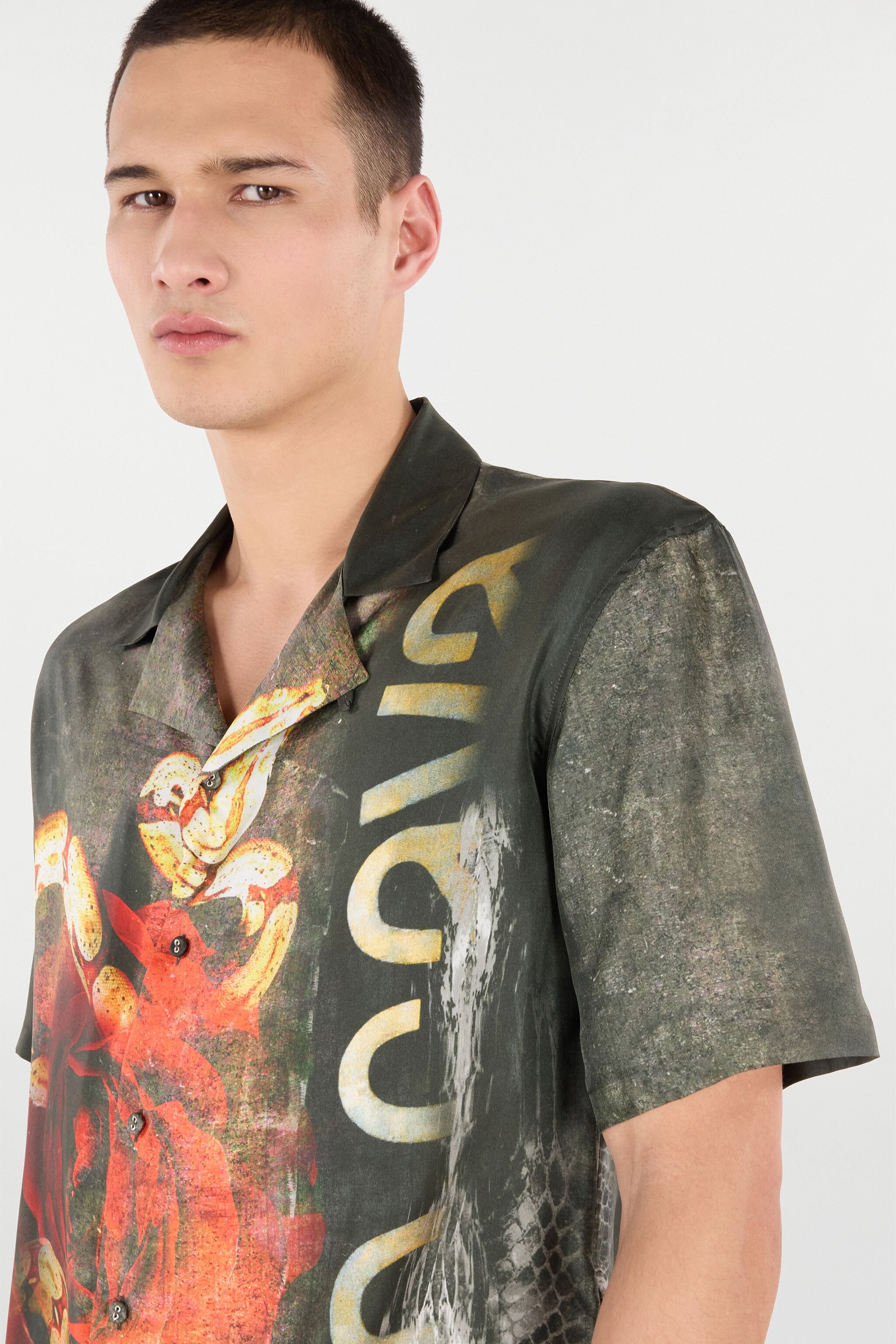 Silk Shirt With Roses And Snakes Print - 6
