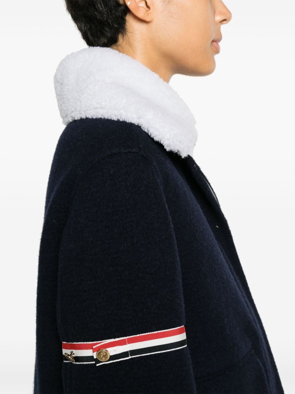 RWB-striped shearling-collar jacket - 5