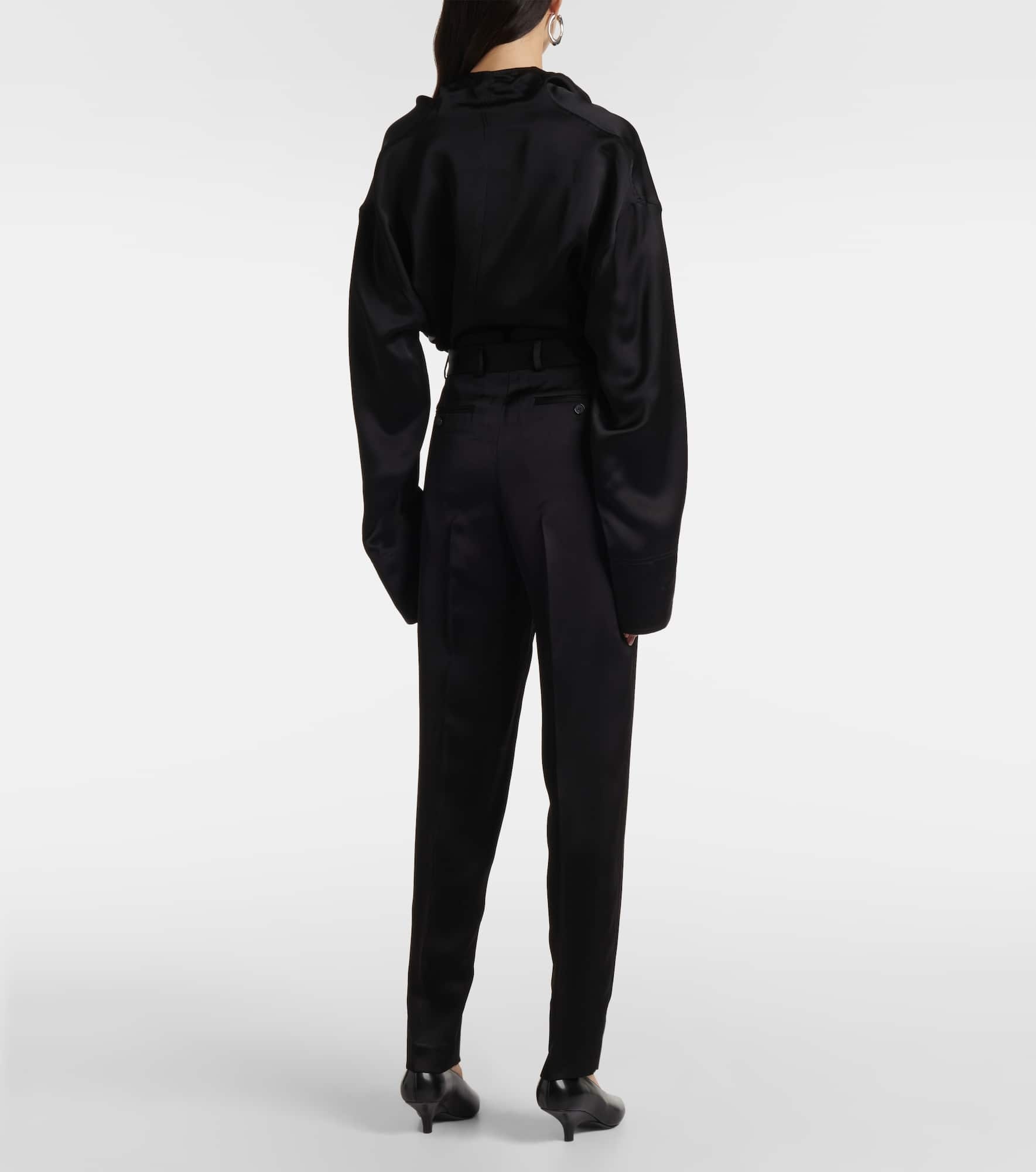 High-rise satin straight pants - 3