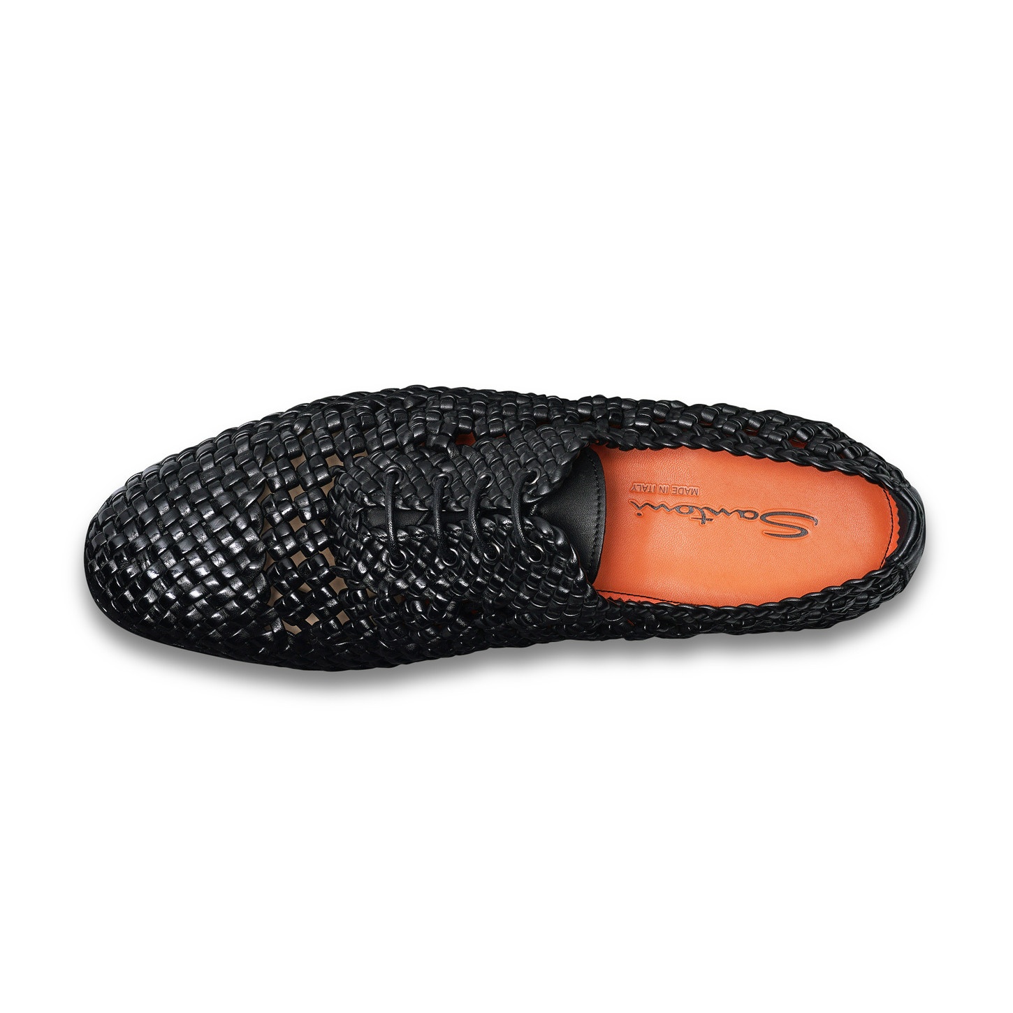 Men's black woven leather lace-up shoe - 5