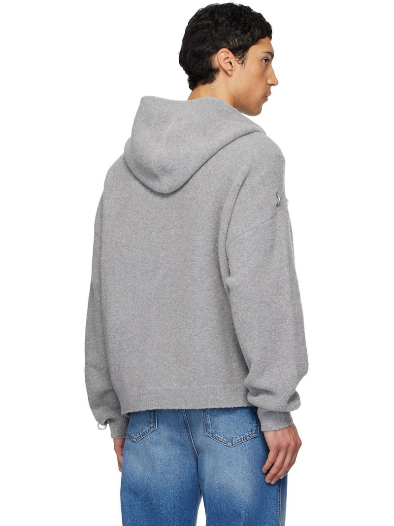 Gray Rose Thorns Oversized Zip-Up Hoodie 3