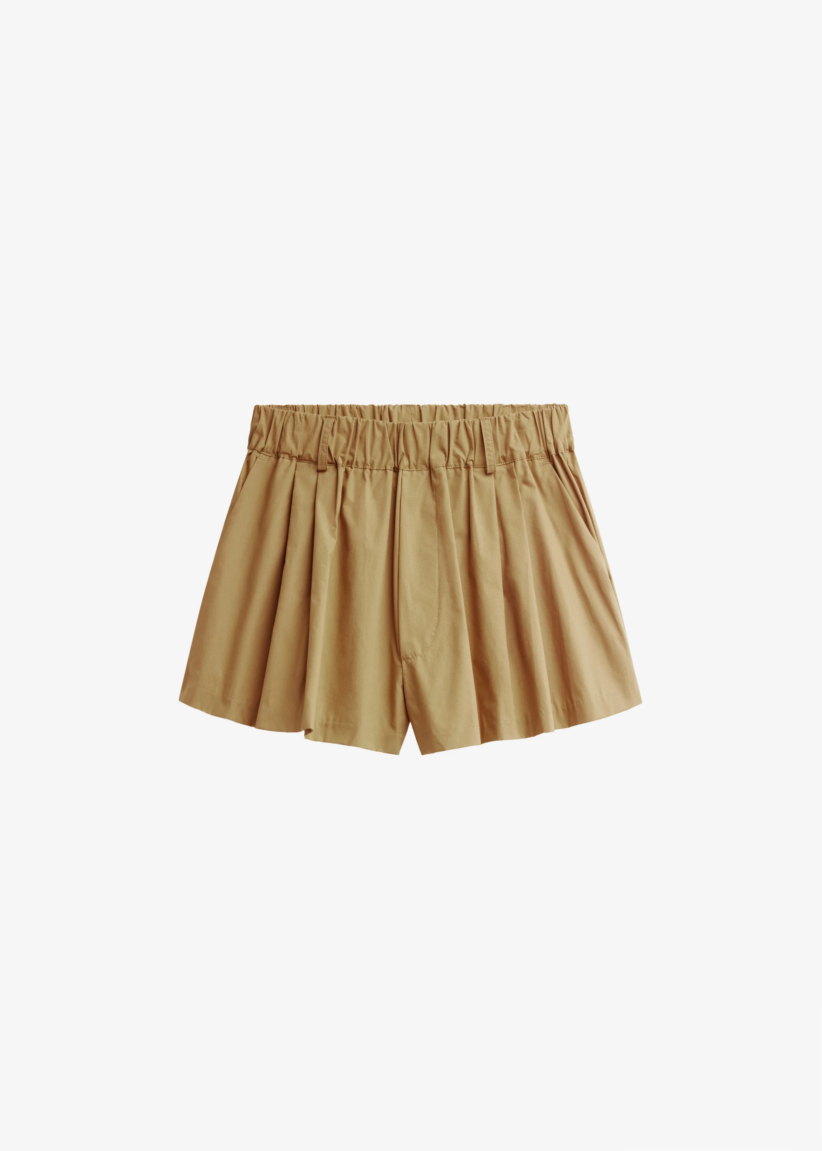 Castalia Cotton Gathered Shorts - Camel - 1