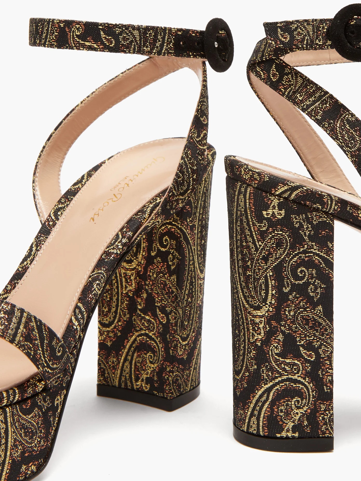 Poppy 70 paisley-brocade sandals - 6