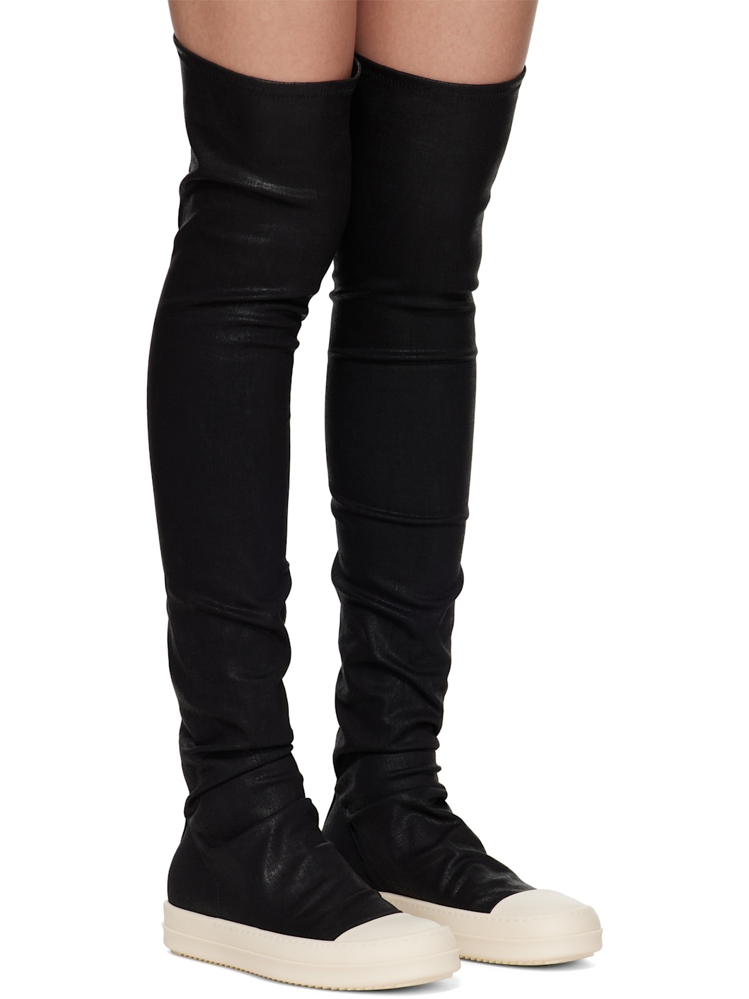 Black Hollywood High-Sock Sneaks Tall Boots - 4