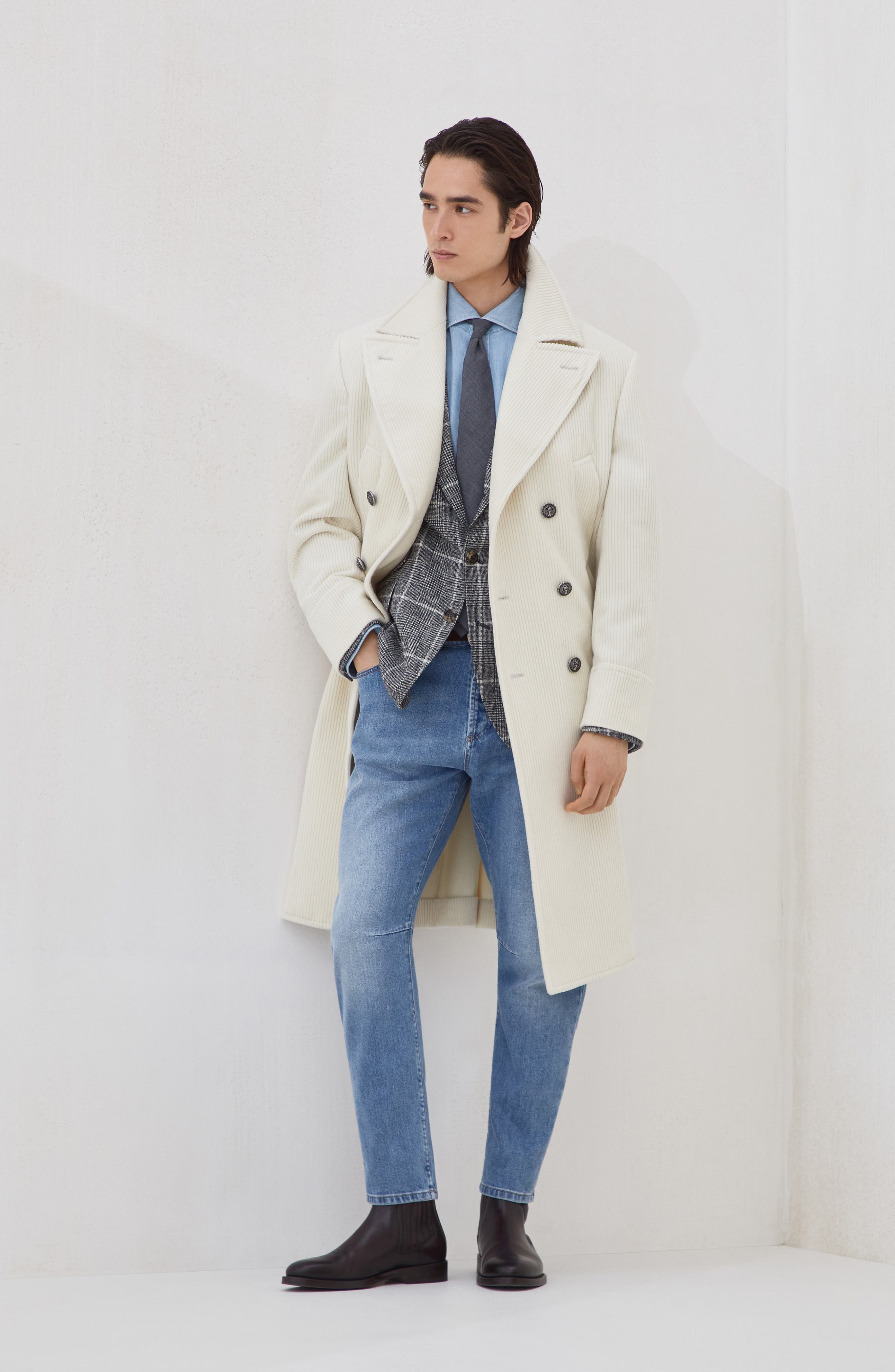 Brunello Cucinelli One-and-a-half-breasted coat in Ecru at Nordstrom - 6