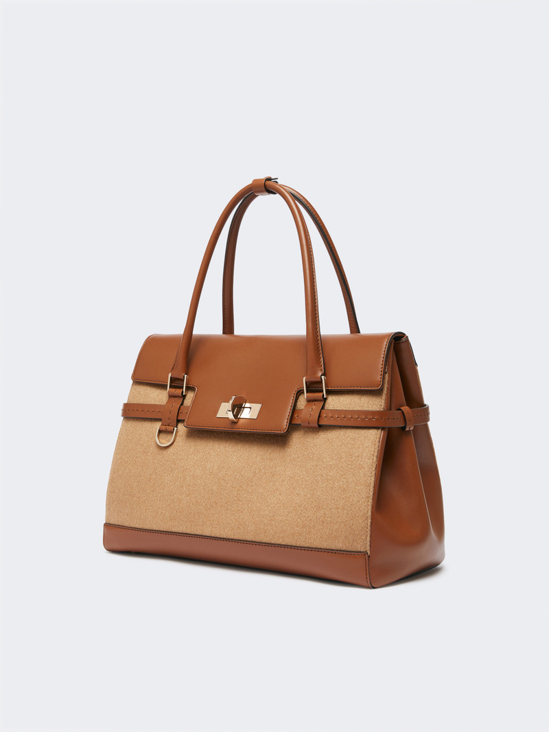 Max Mara MARGAUX25WK Camel and leather handbag outlook