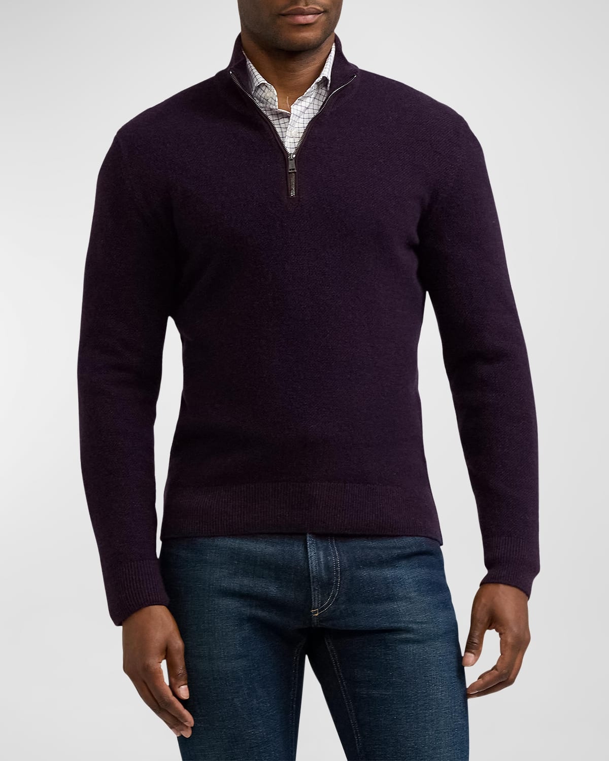 Men's Cashmere Birdseye Quarter-Zip Sweater - 4