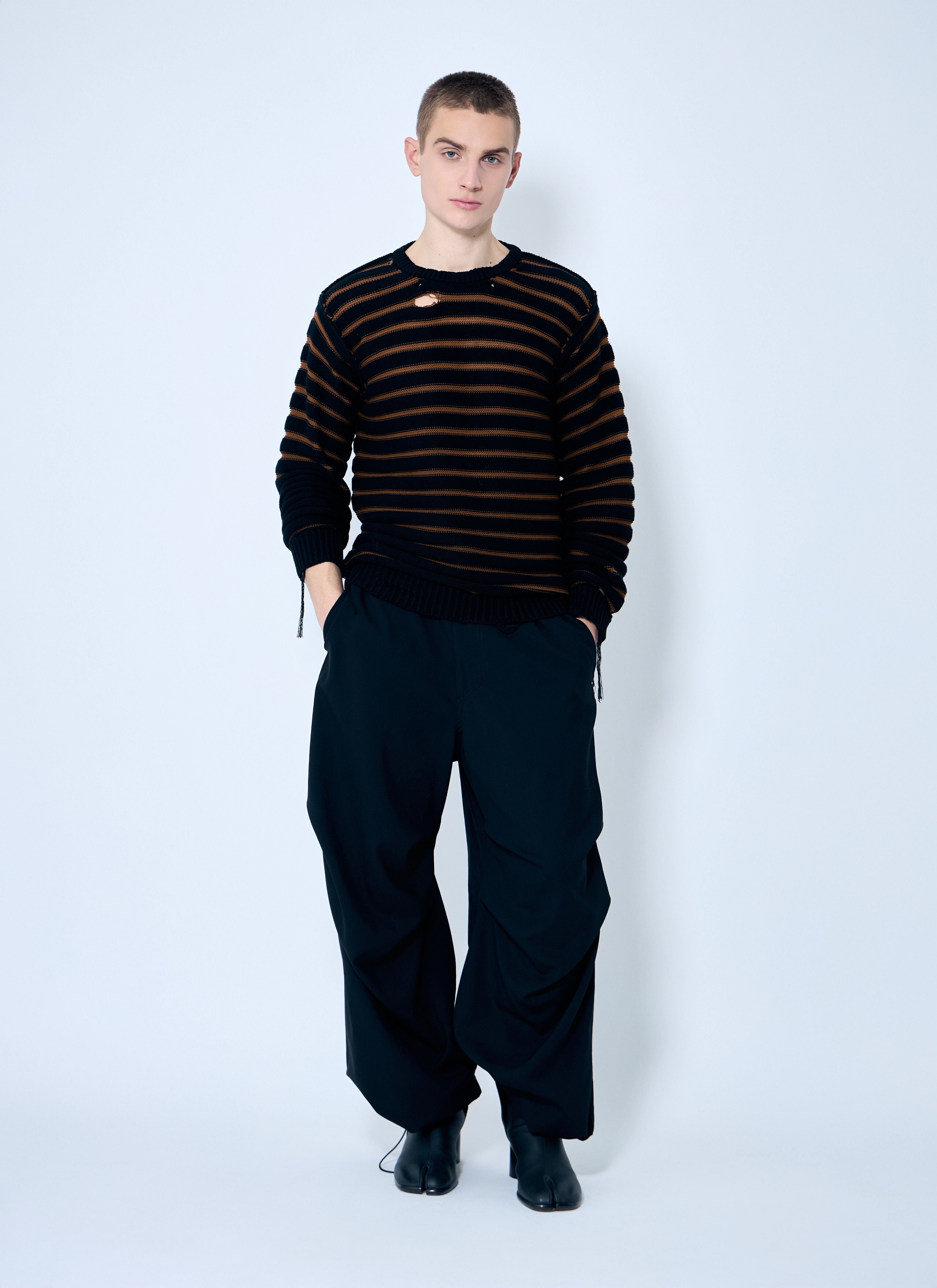 Striped Distressed Sweater - 2