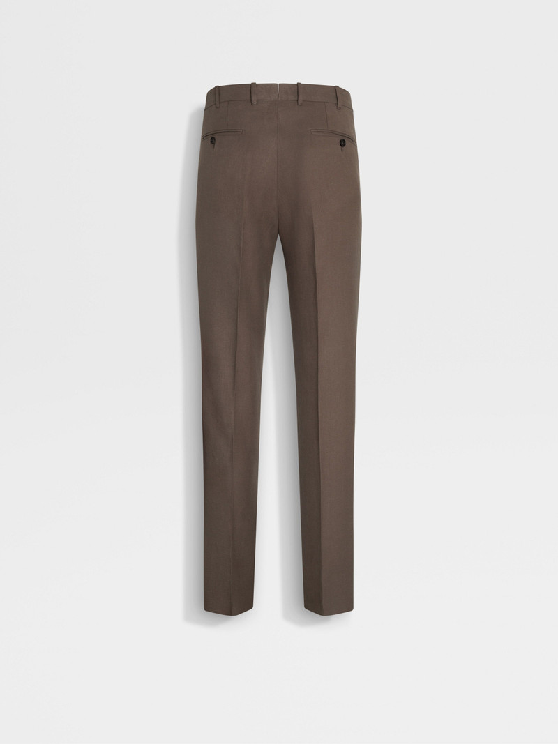 ZEGNA DARK TAUPE OASI LINO BLUE FLOWER PANTS outlook