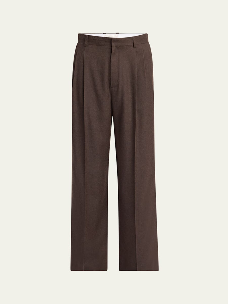 Men's Oberyn Cashmere and Silk Flannel Pleated Trousers 1