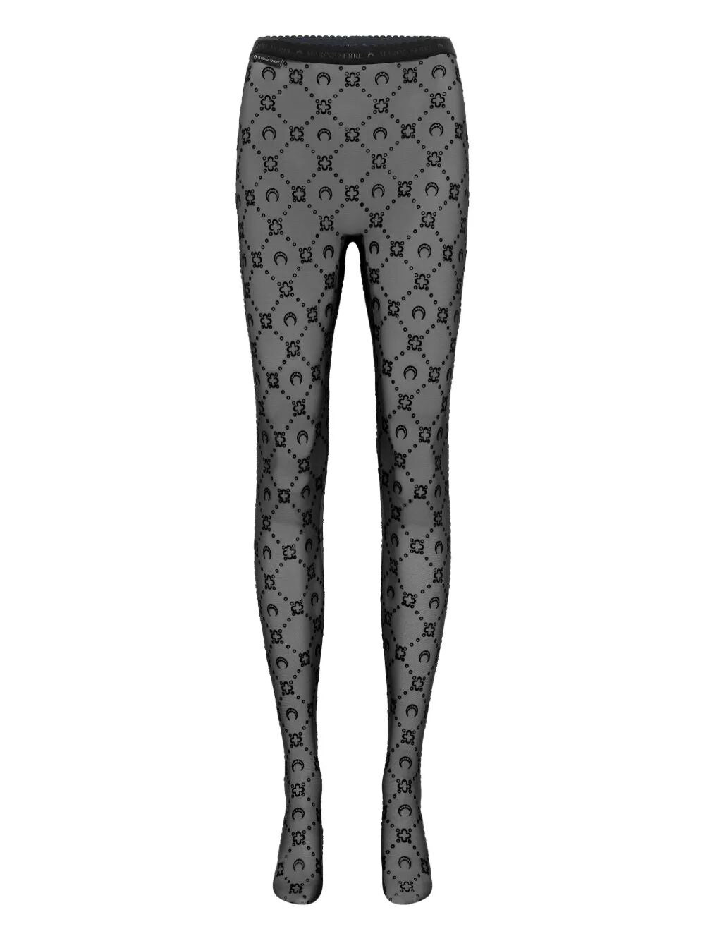 Marine Serre Women "Moonogram" Mesh Flock Tights - 1