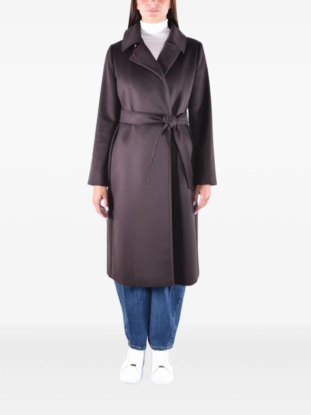 belted double-breasted coat - 1