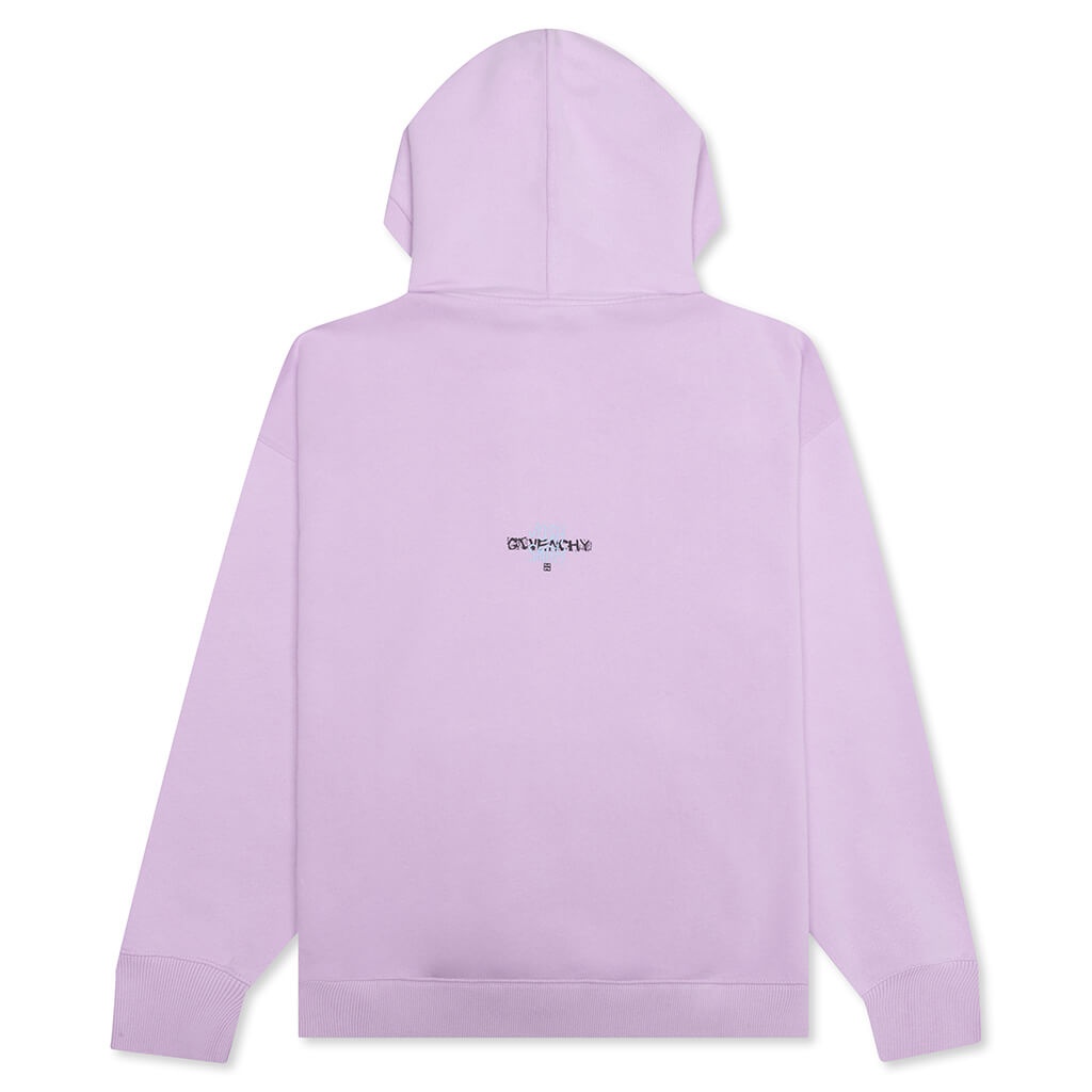GIVENCHY SLIM FIT EMBROIDERY & PRINT HOODIE - LILAC - 2