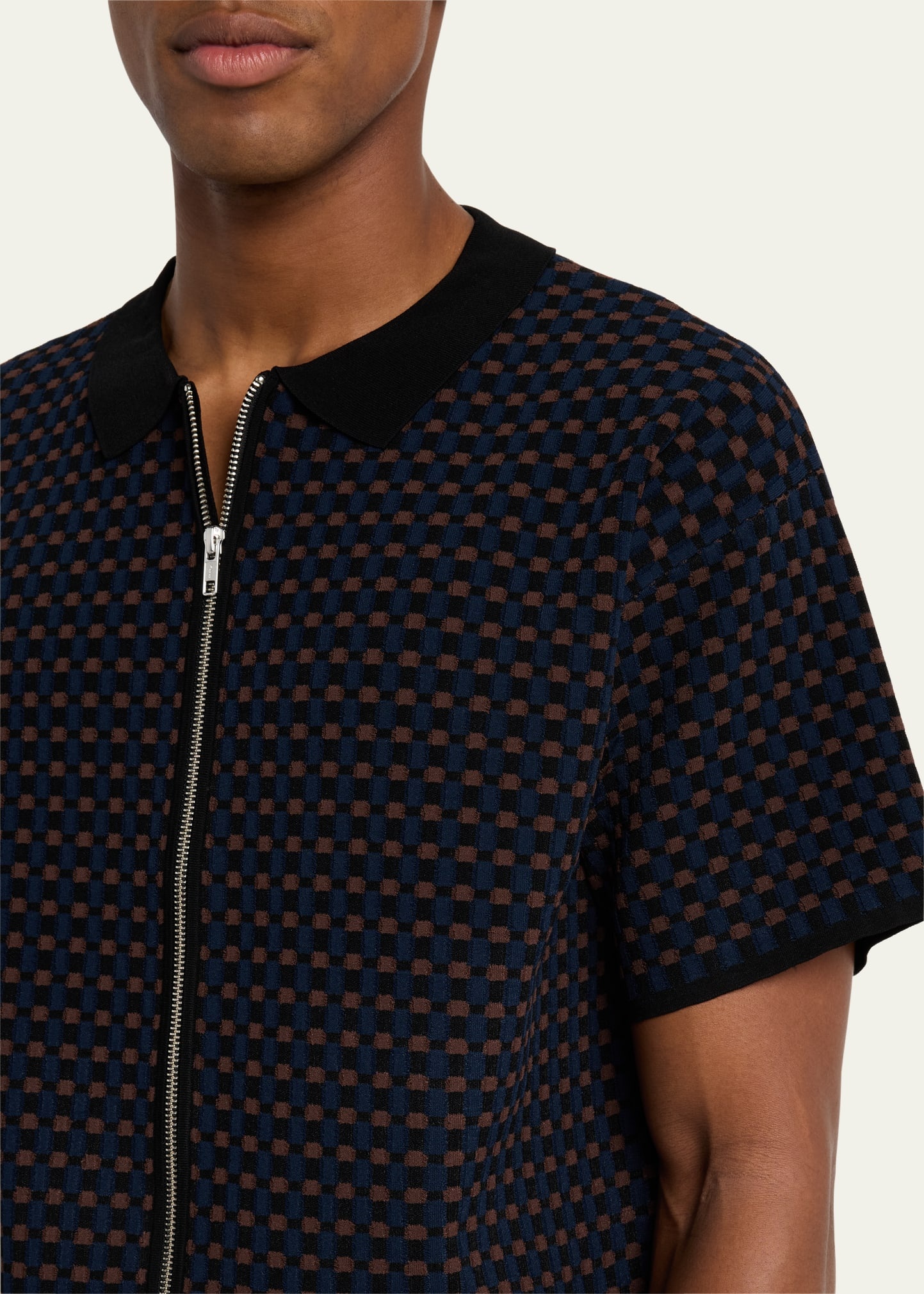 Men's Geometric Jacquard Zip Sweater - 5
