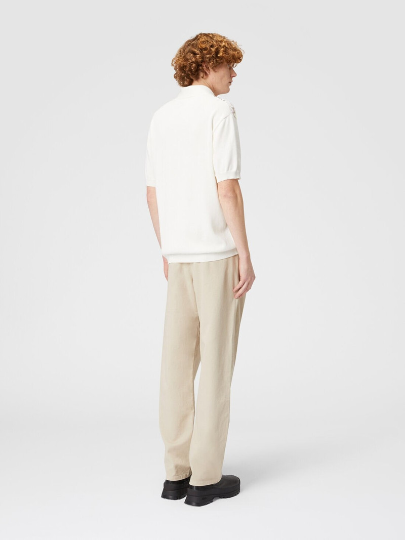 Zigzag cotton knit polo shirt with solid color inserts 3