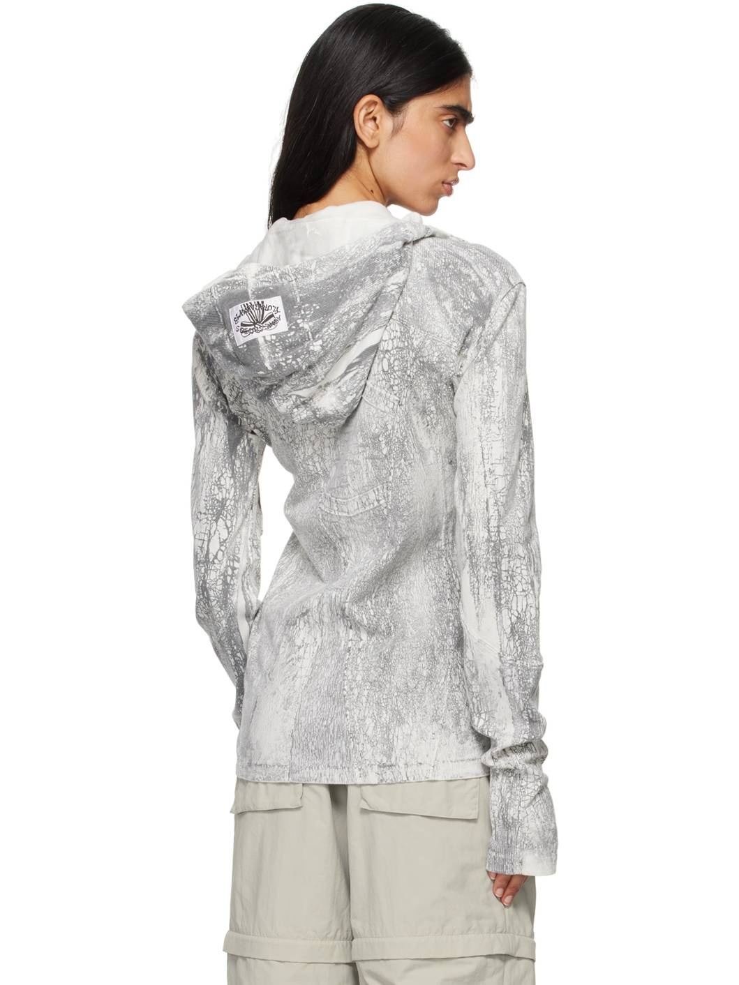 Gray Zippered Dyed Hoodie - 3