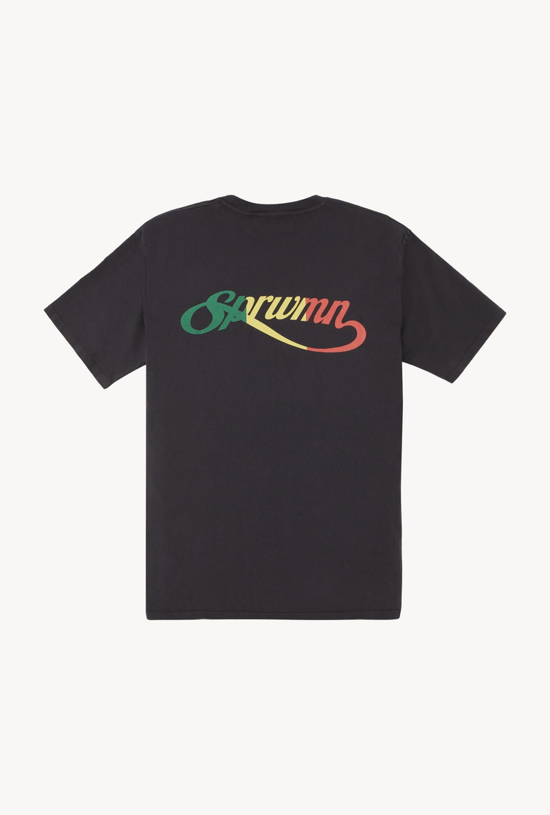 SPRWMN FADED BLACK COTTON SCRIPT LOGO TEE outlook