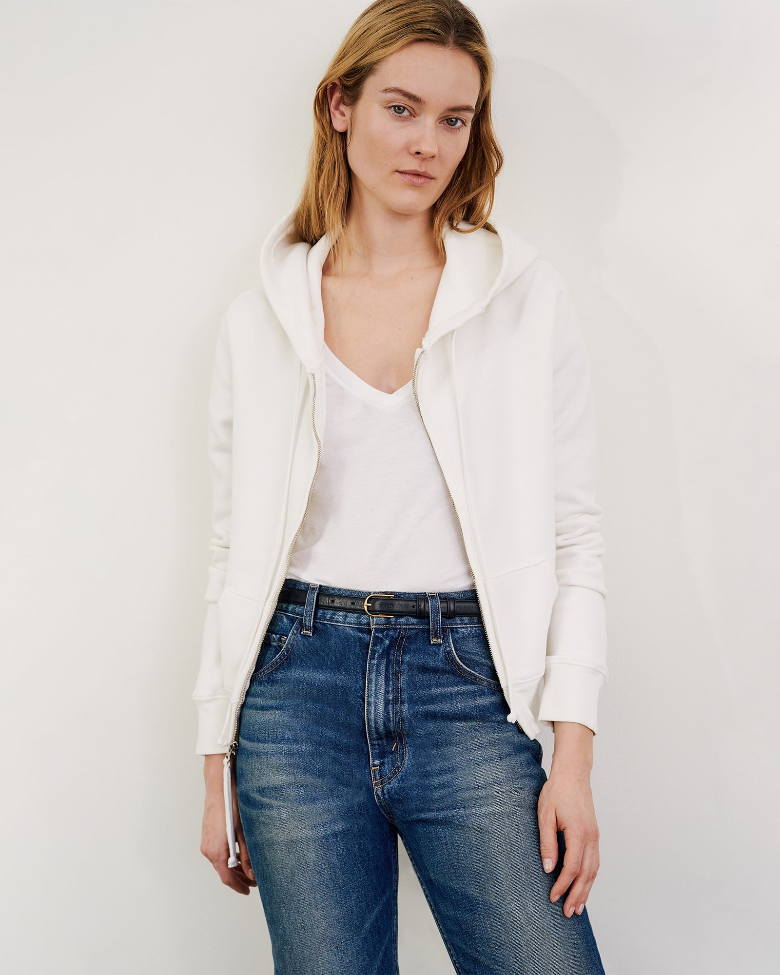 トップス NILI LOTAN CALLIE ZIP UP HOODIE CALLIE HOODIE | Women's Distressed Cotton Sweatshirt With