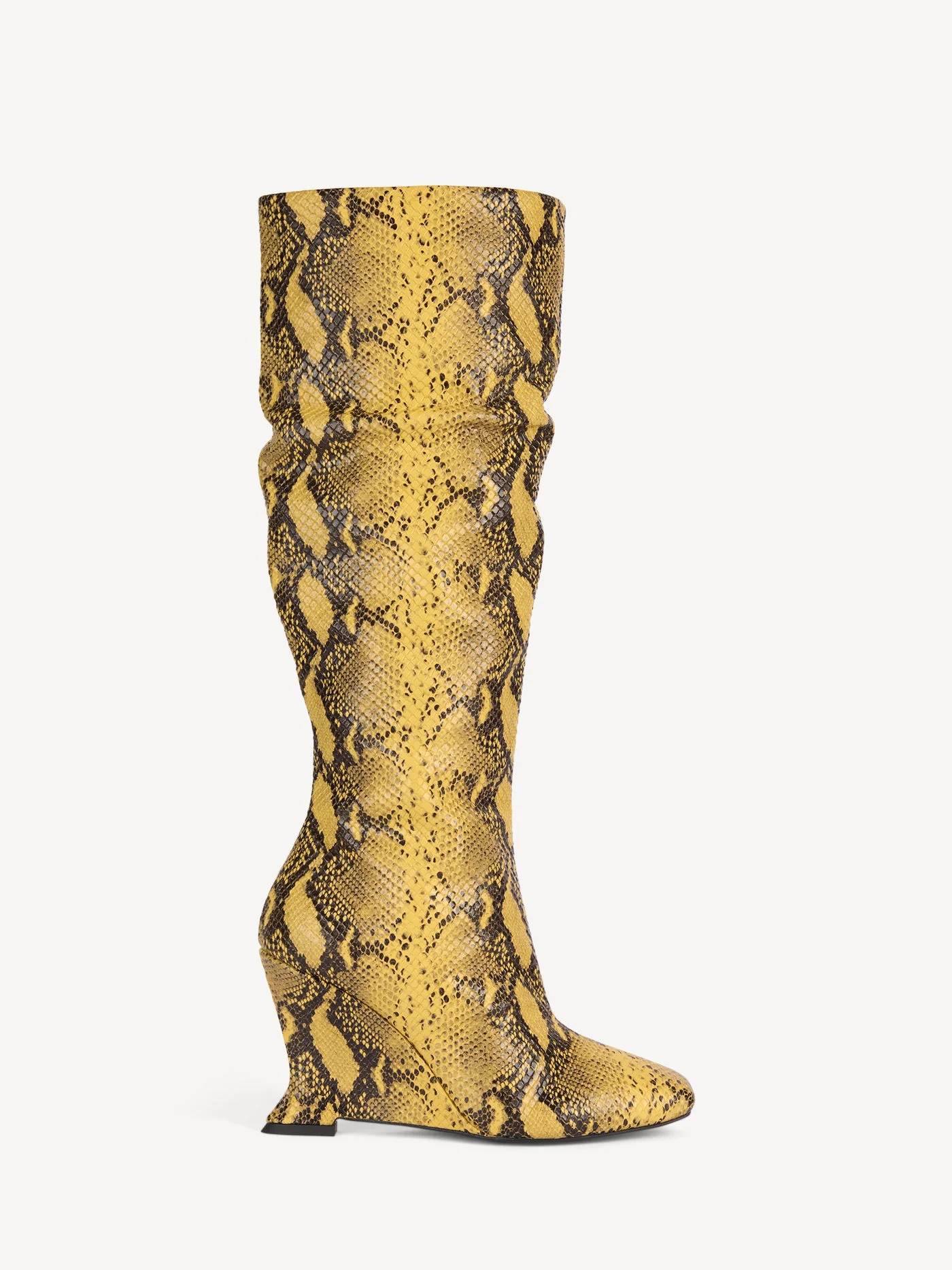 Wedge boots in python-effect leather - 1