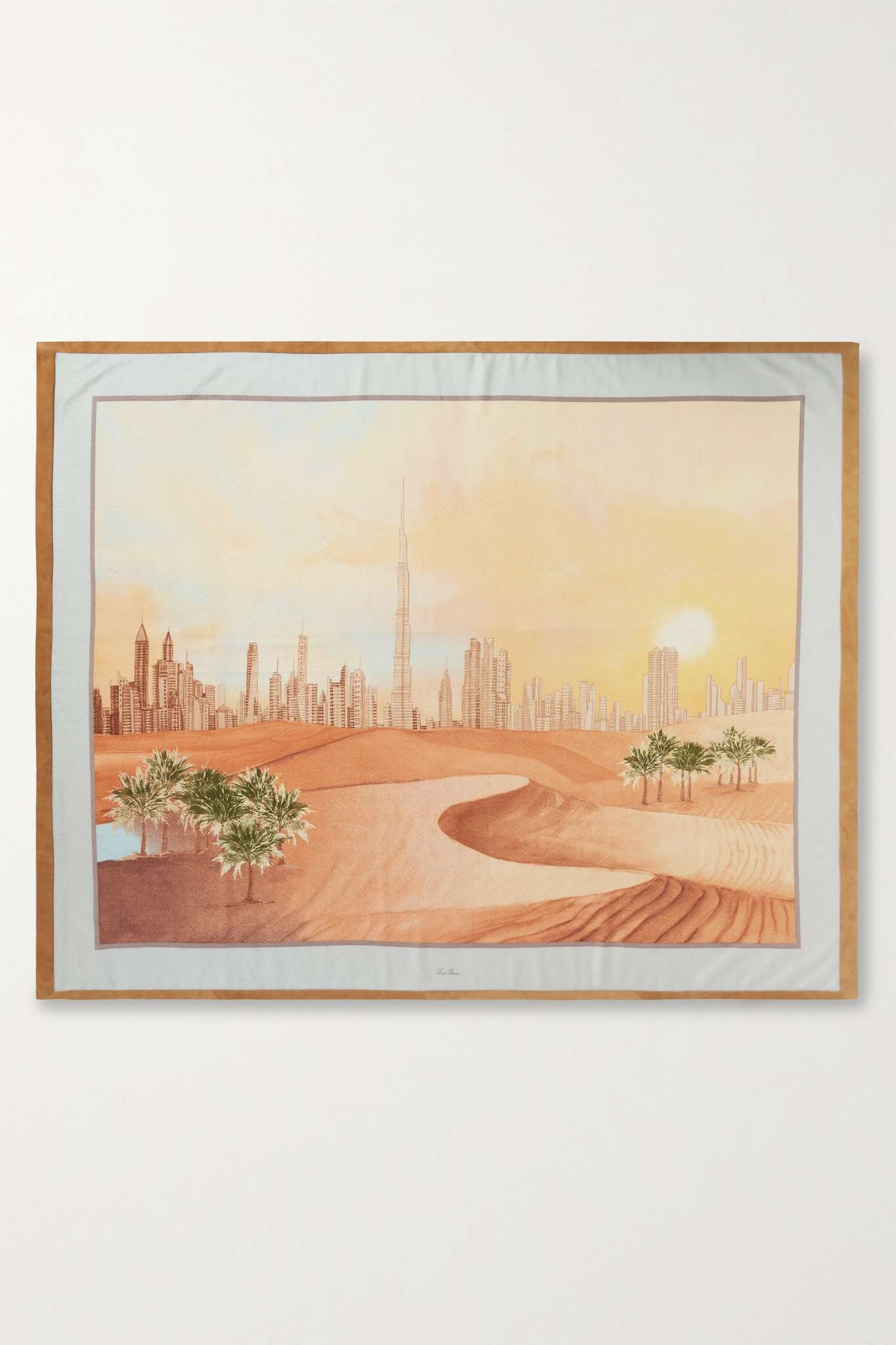 Golden Hour in Dubai suede-trimmed printed cashmere throw - 4