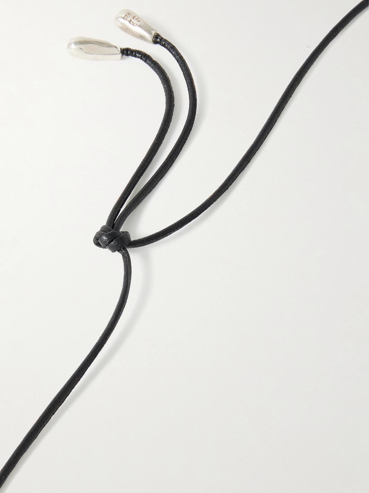 Small Spear Vegan Leather, Carnelian And Silver Necklace - 3