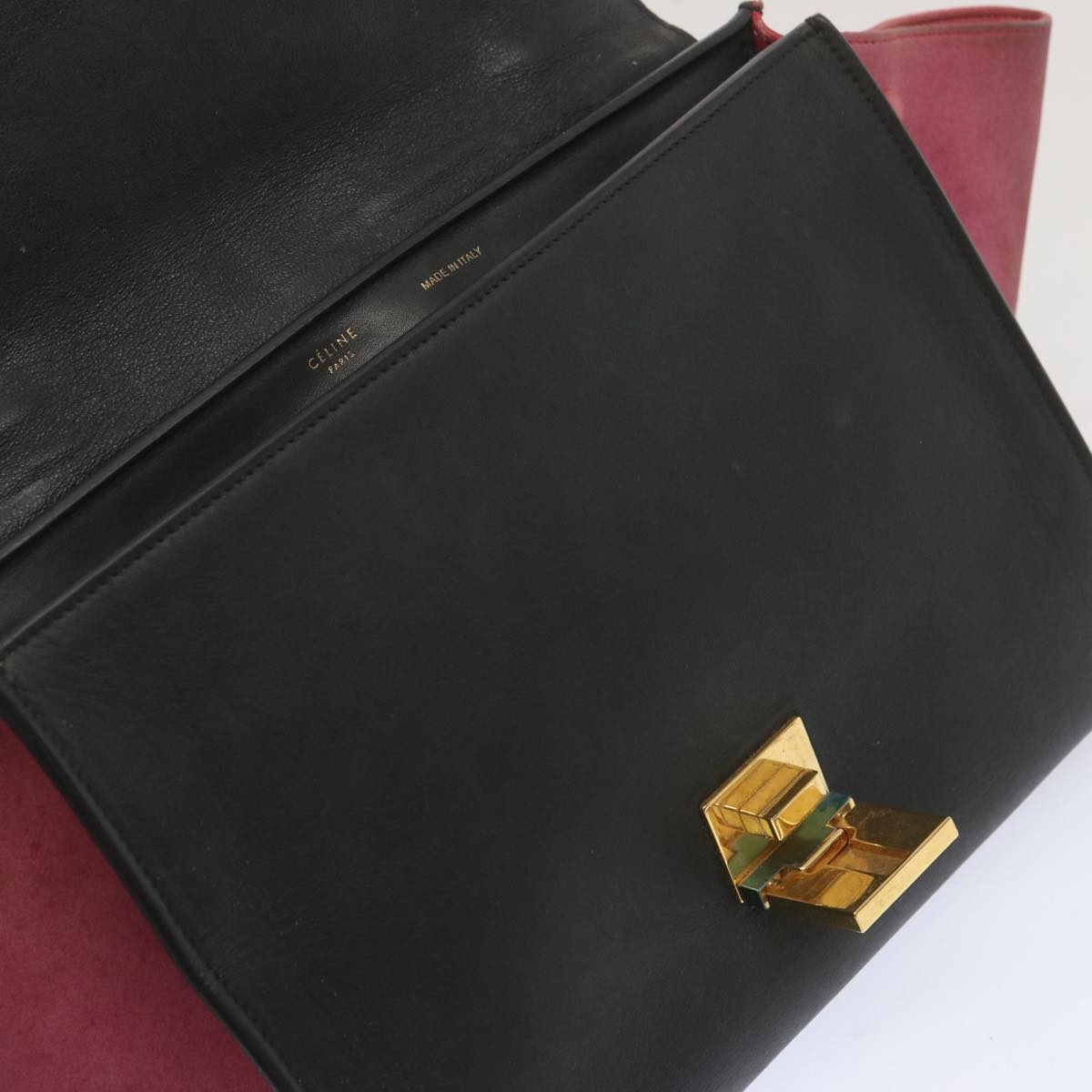CELINE Trapeze Hand Bag Leather Beige Pink - 10