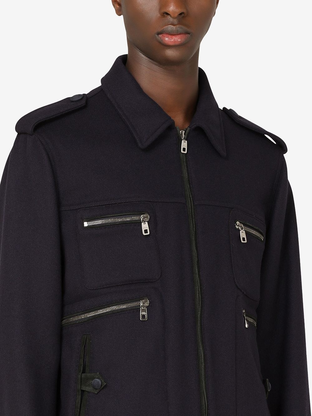 zip-pocketed shirt jacket - 5