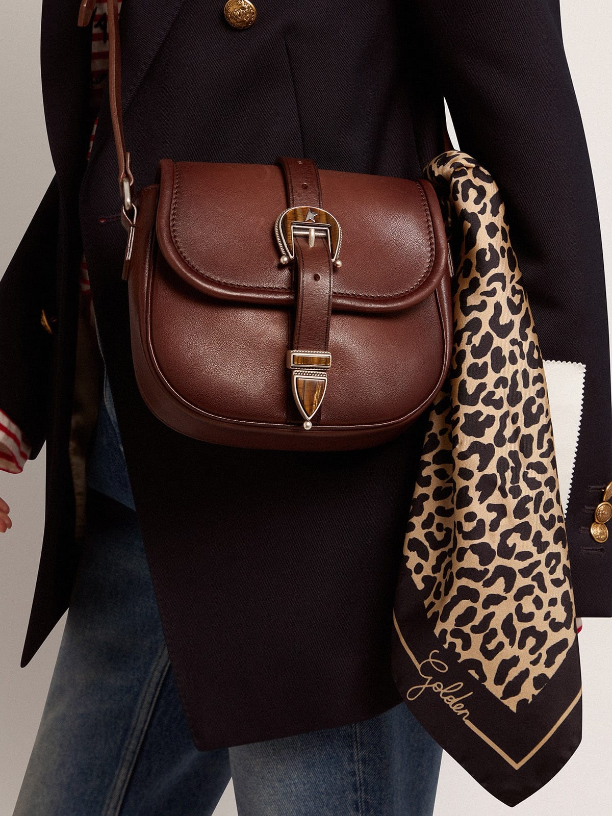 Women's small Rodeo Bag in dark tan leather - 3
