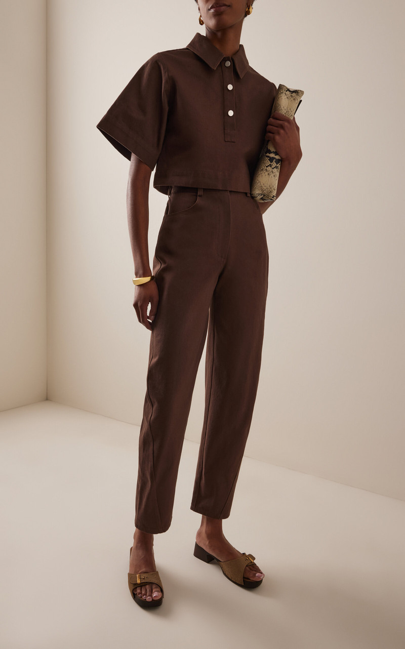 MATTHEW BRUCH Twist Seam Denim Jeans brown outlook