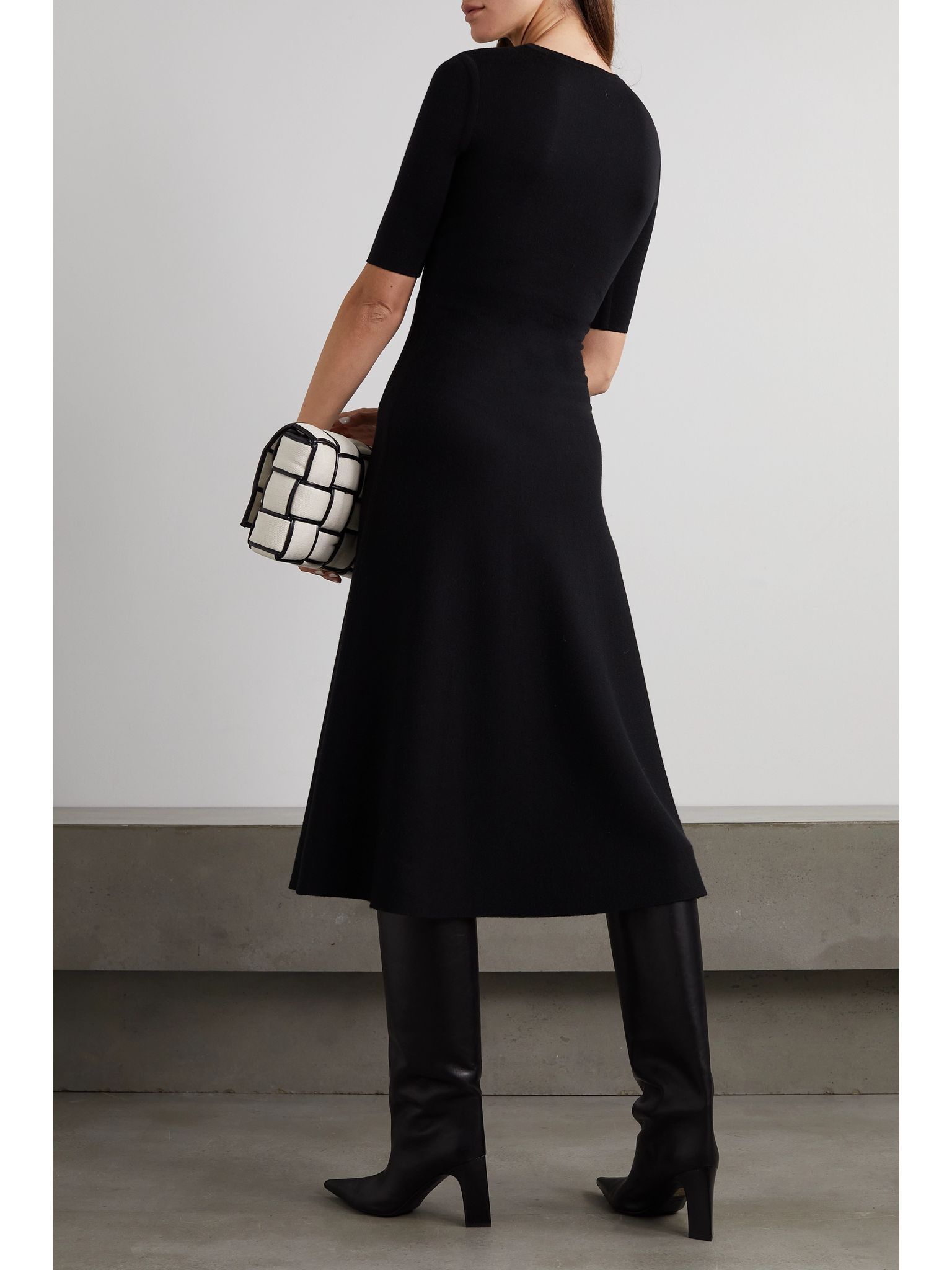 Seymore wool, cashmere and silk-blend midi dress Black - 3