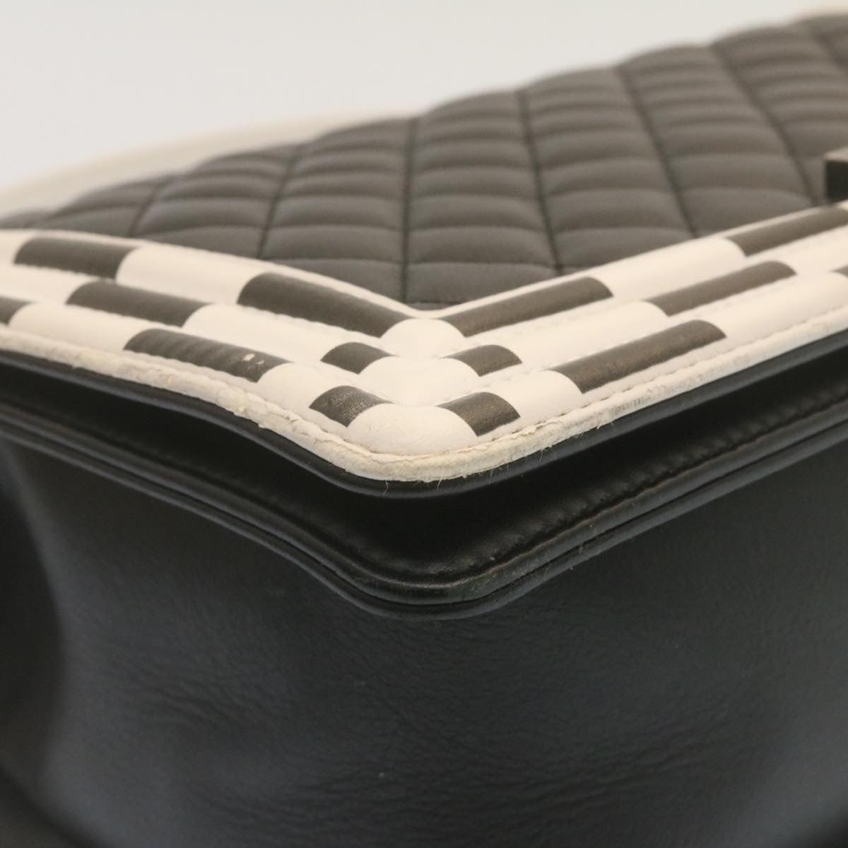 CHANEL Matelasse Boy CHANEL Chain Shoulder Bag Lamb Skin Black CC - 9