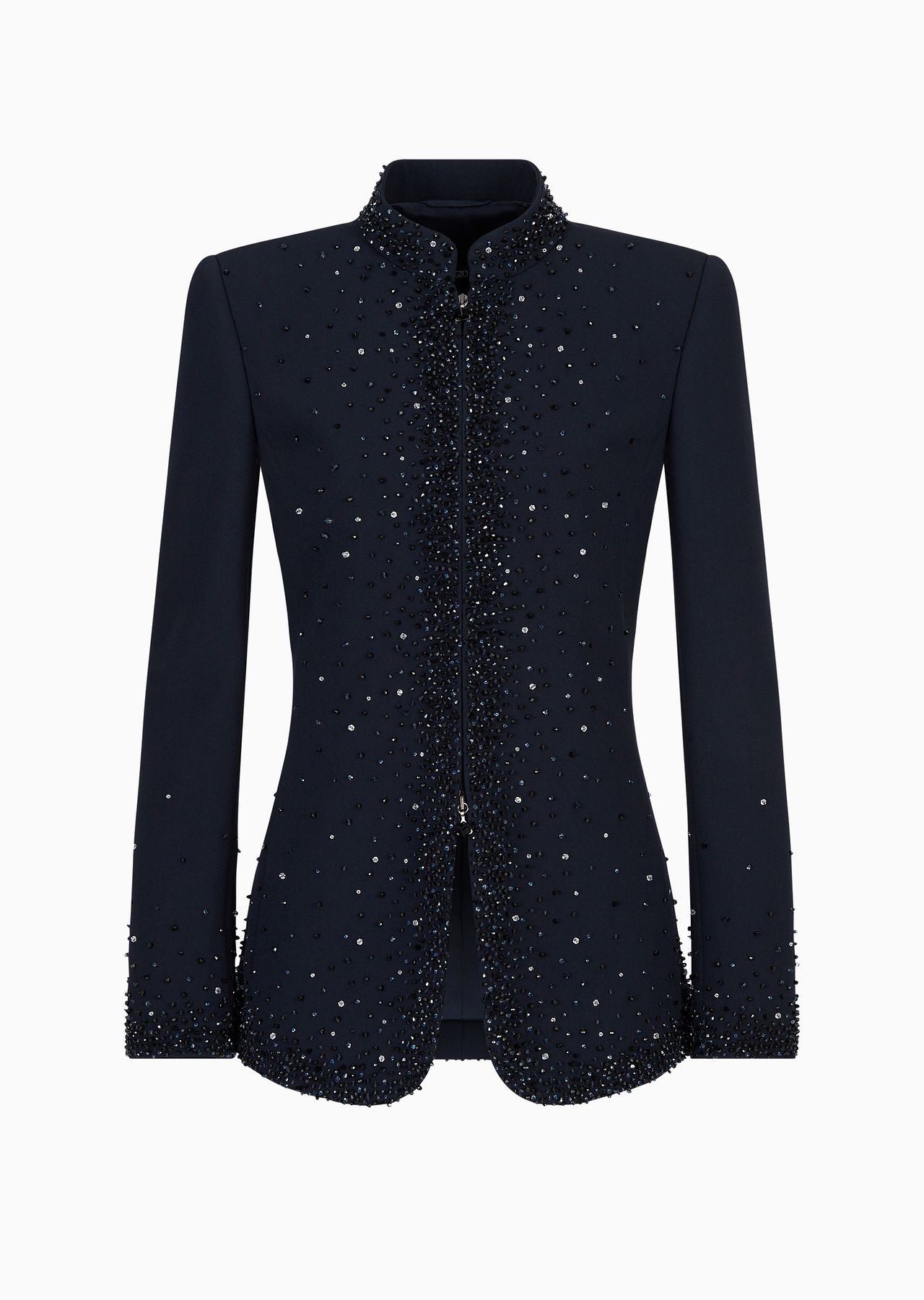 Crystal-embroidered stretch cady jacket - 1