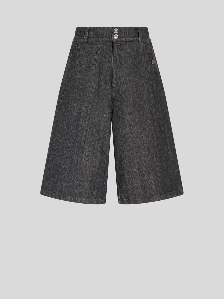 STRETCH DENIM BERMUDA SHORTS - 1