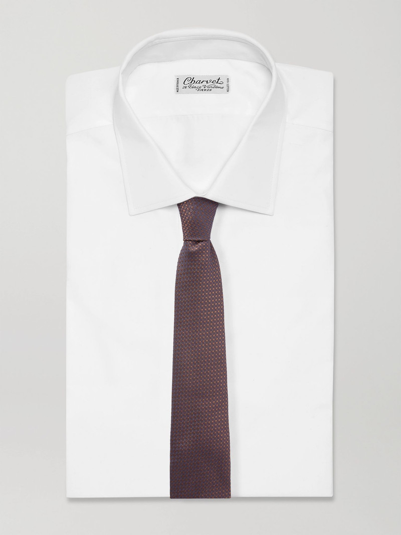 Canali 8cm Silk-Jacquard Tie Burgundy outlook