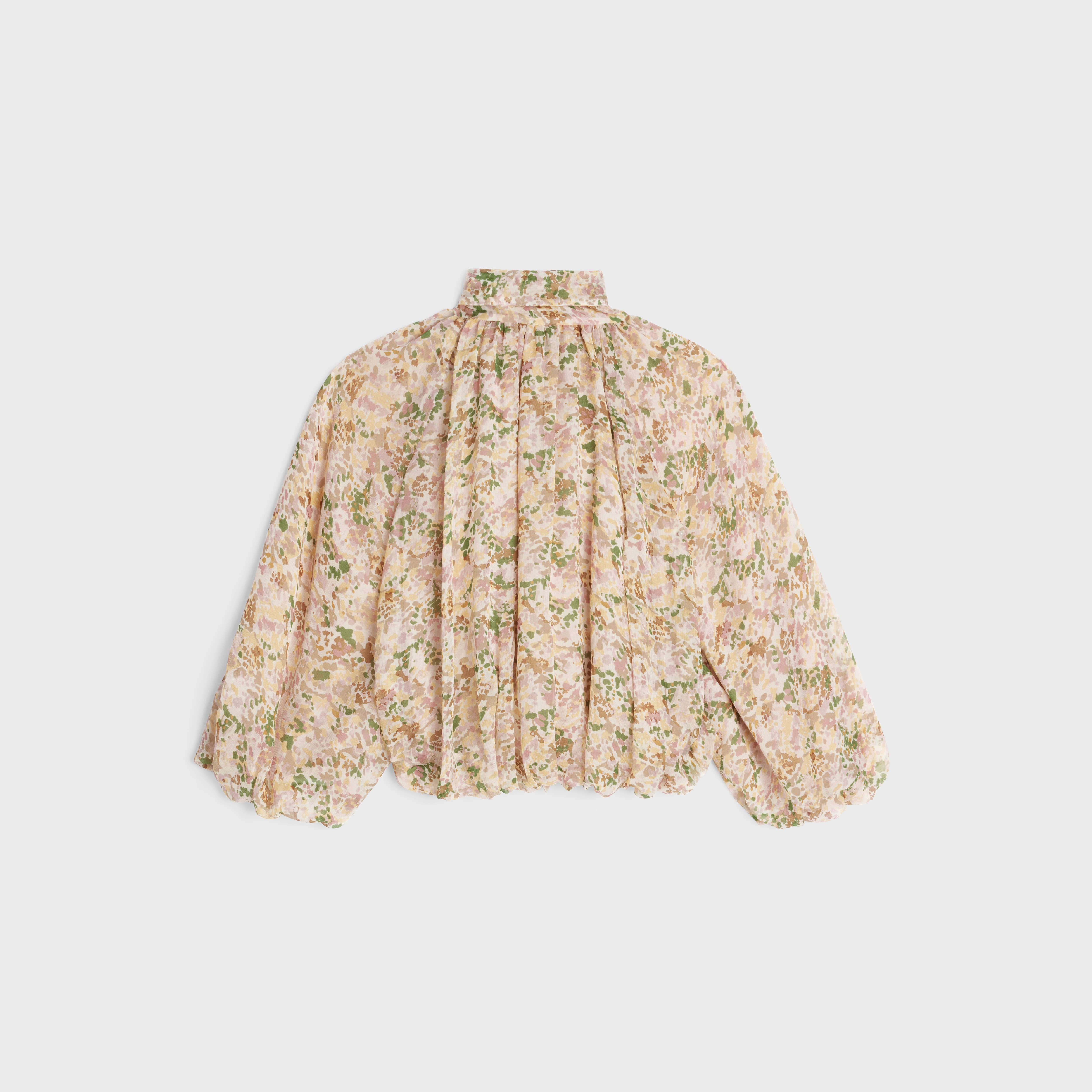 Puffed lavalliere top in silk crepon - 2
