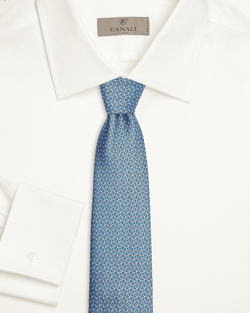 Canali Men's Micro-Geometric Silk Tie, Blue outlook