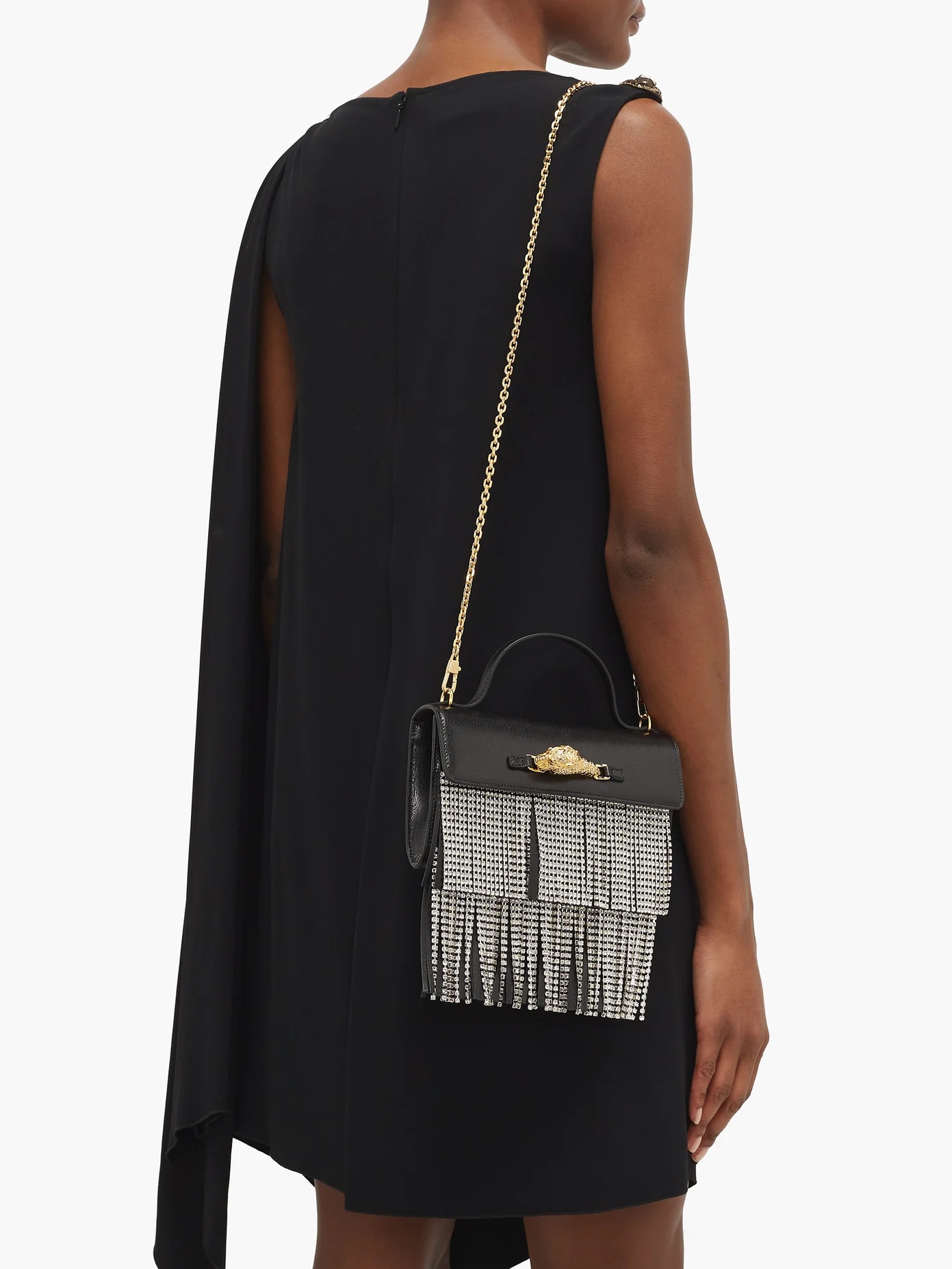 Broadway crystal-fringe leather shoulder bag - 4