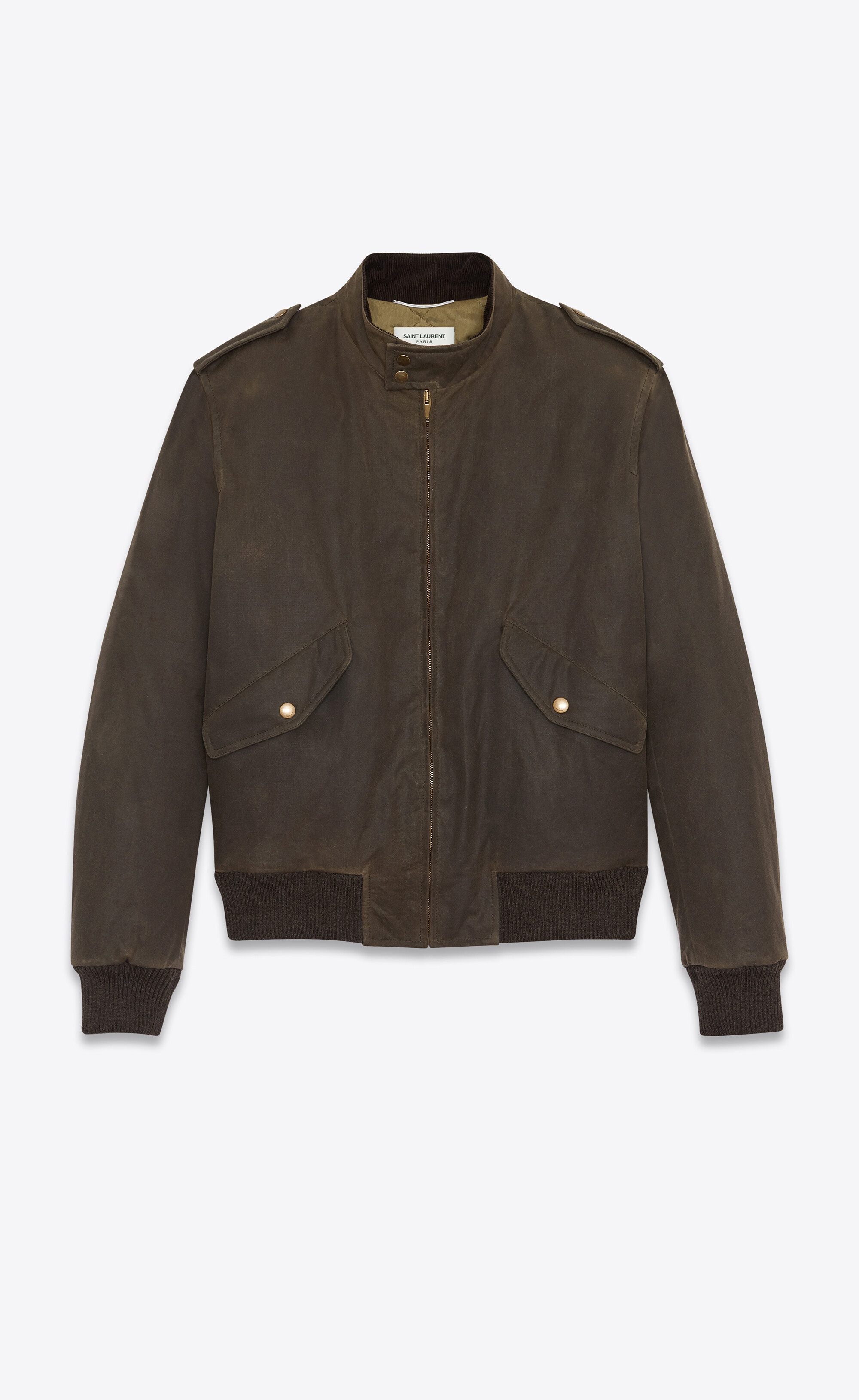 bomber jacket in waxed cotton canvas - 1