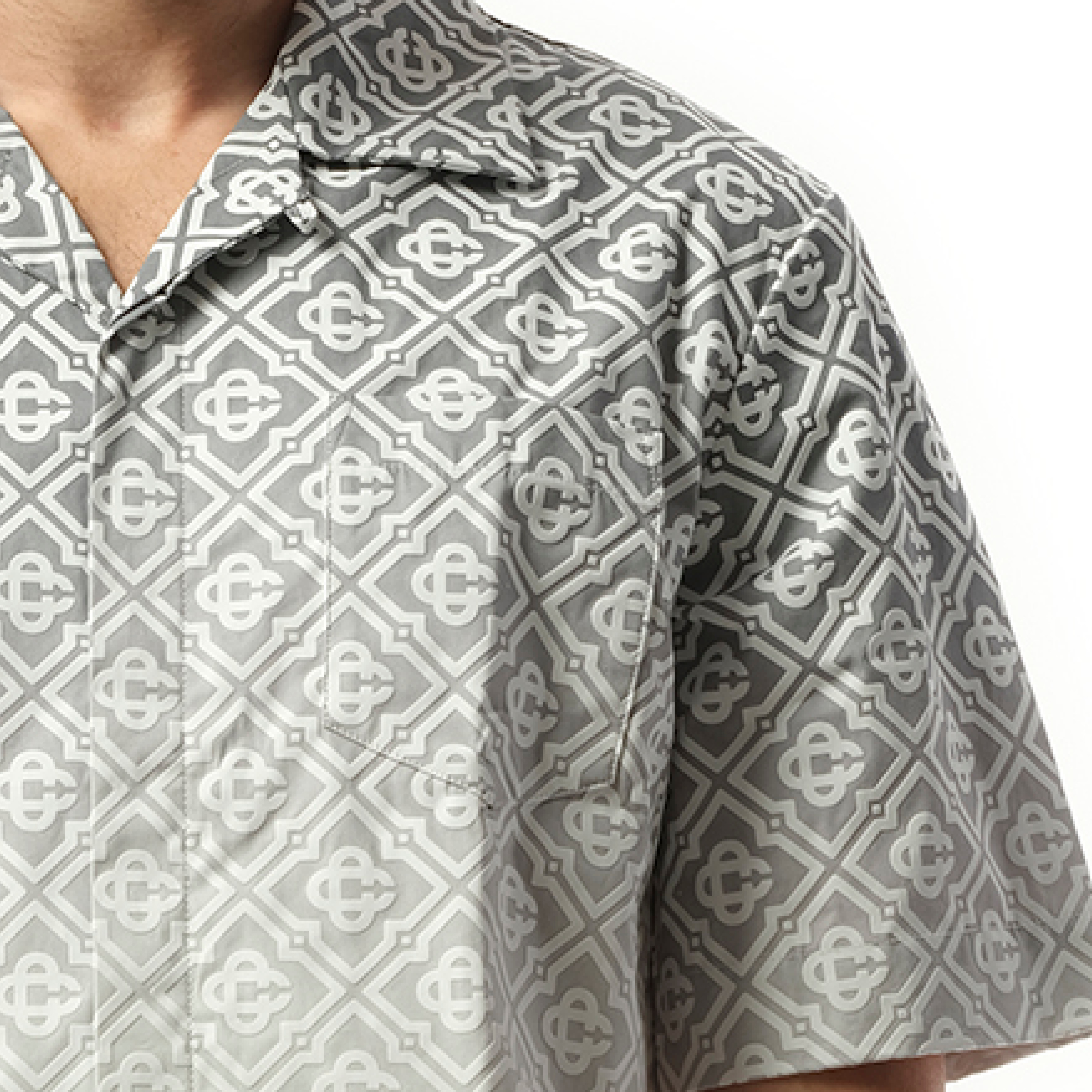 Short Sleeve Cuban Collar Shirt in Grey - 3