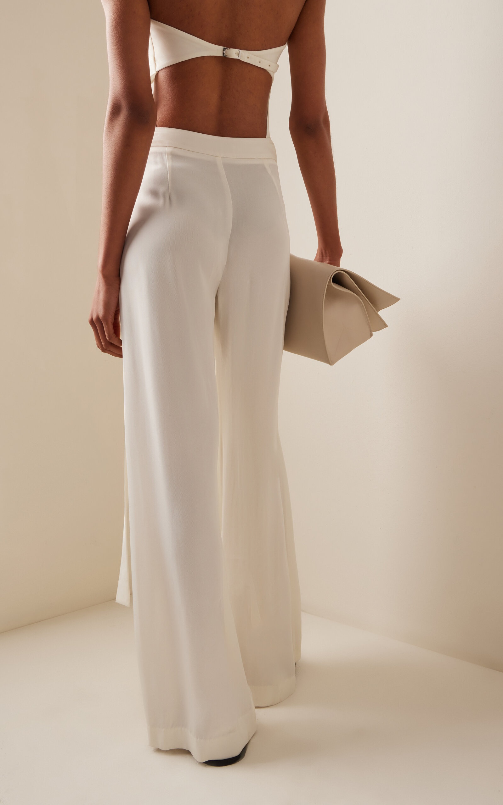 Wrapped Twill Wide-Leg Pants off-white - 4