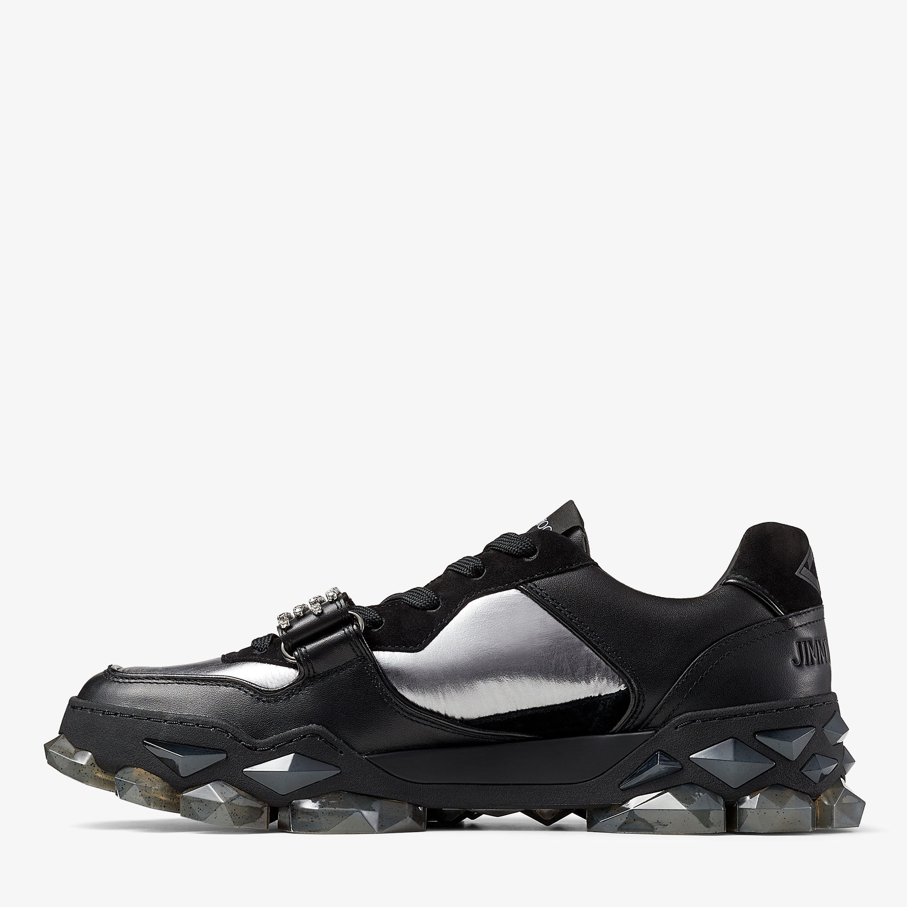 Diamond X Strap/m
Black Leather and Fabric Low-Top Trainers with Crystal Strap - 2