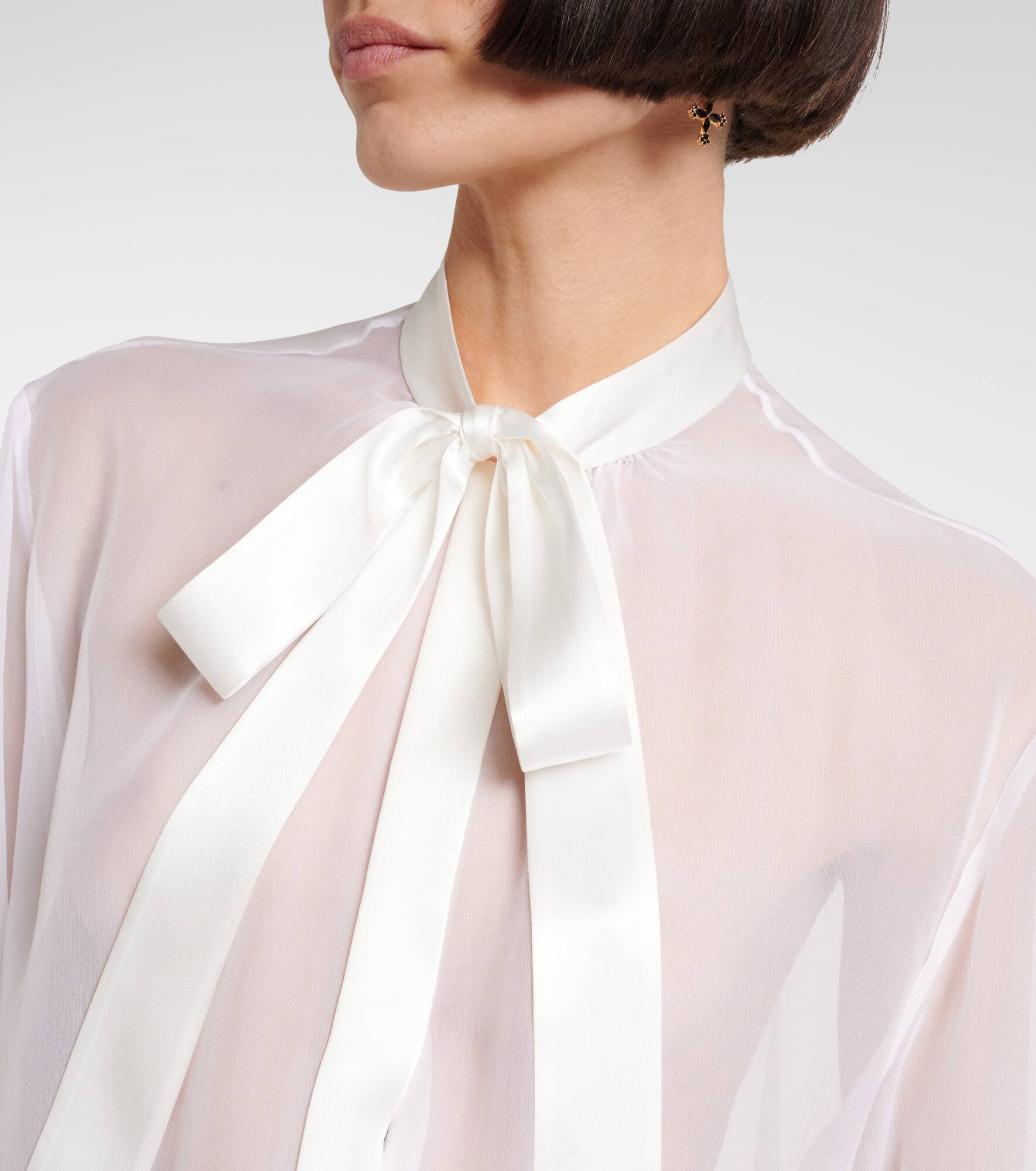Bow-detail silk chiffon shirt - 4