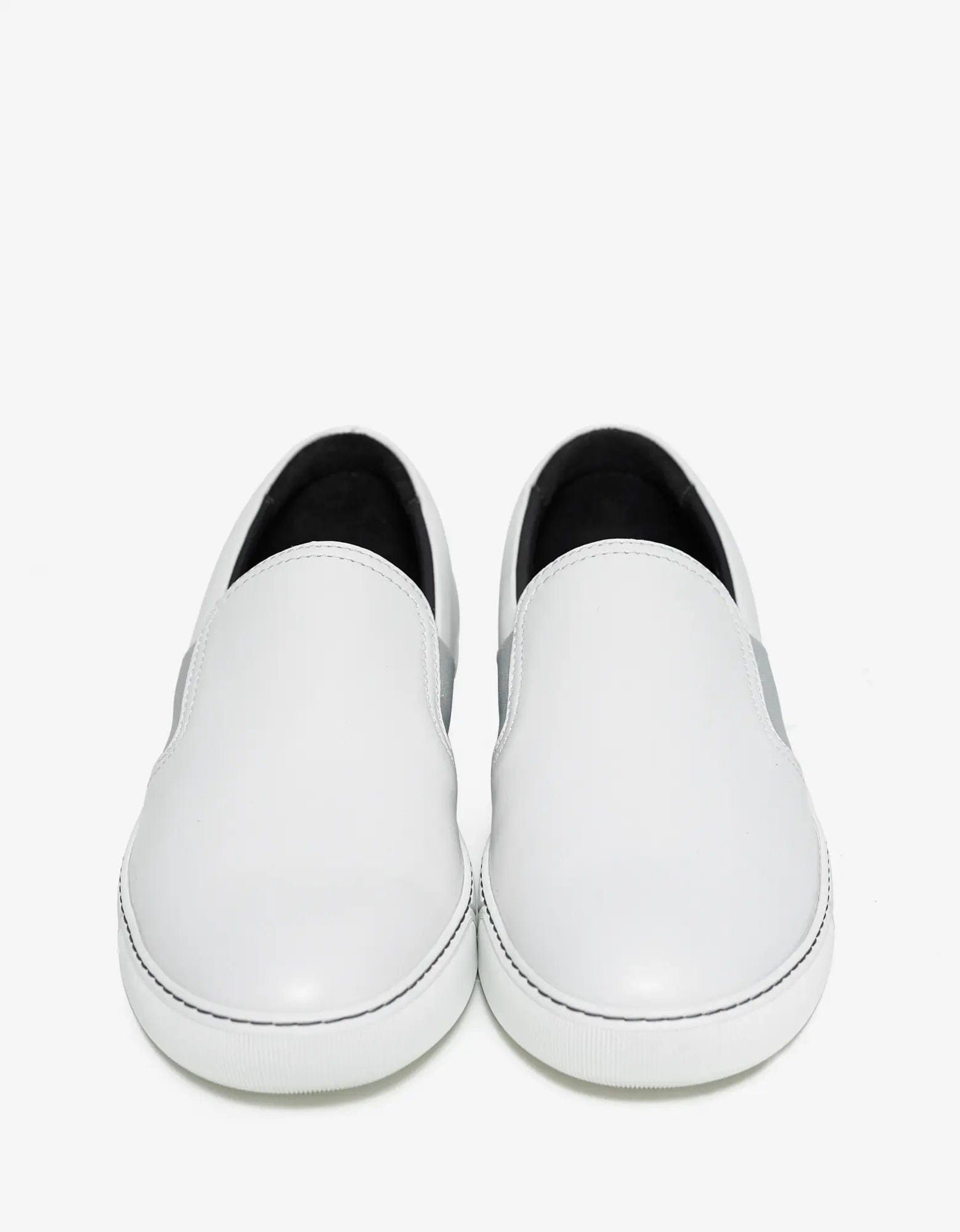 Lanvin Aged White Leather Slip On Trainers - 2