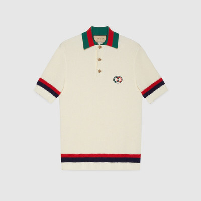 GUCCI Knit cotton polo T-shirt with Web outlook