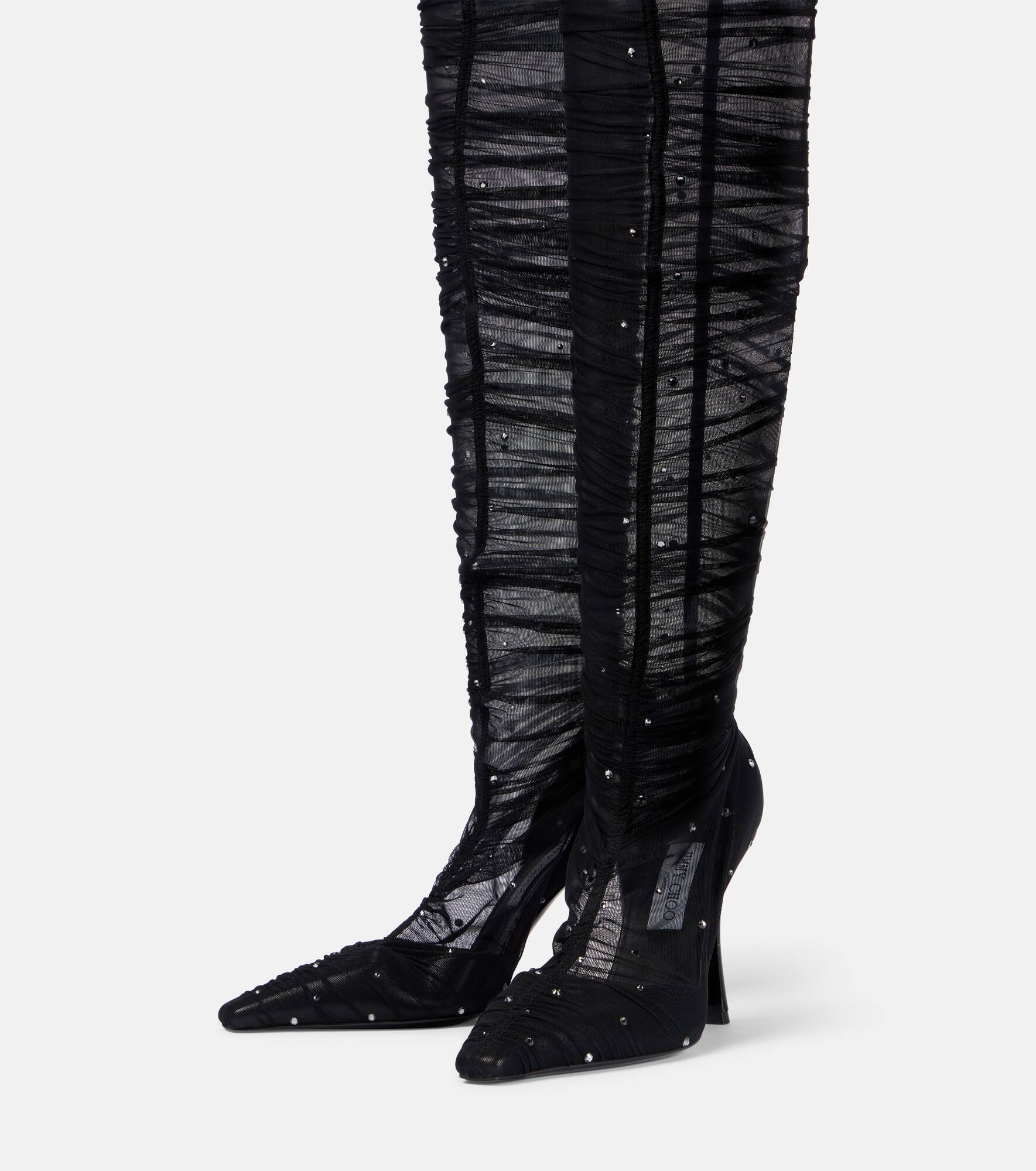 Lotta 100 embellished tulle over-the-knee boots - 4