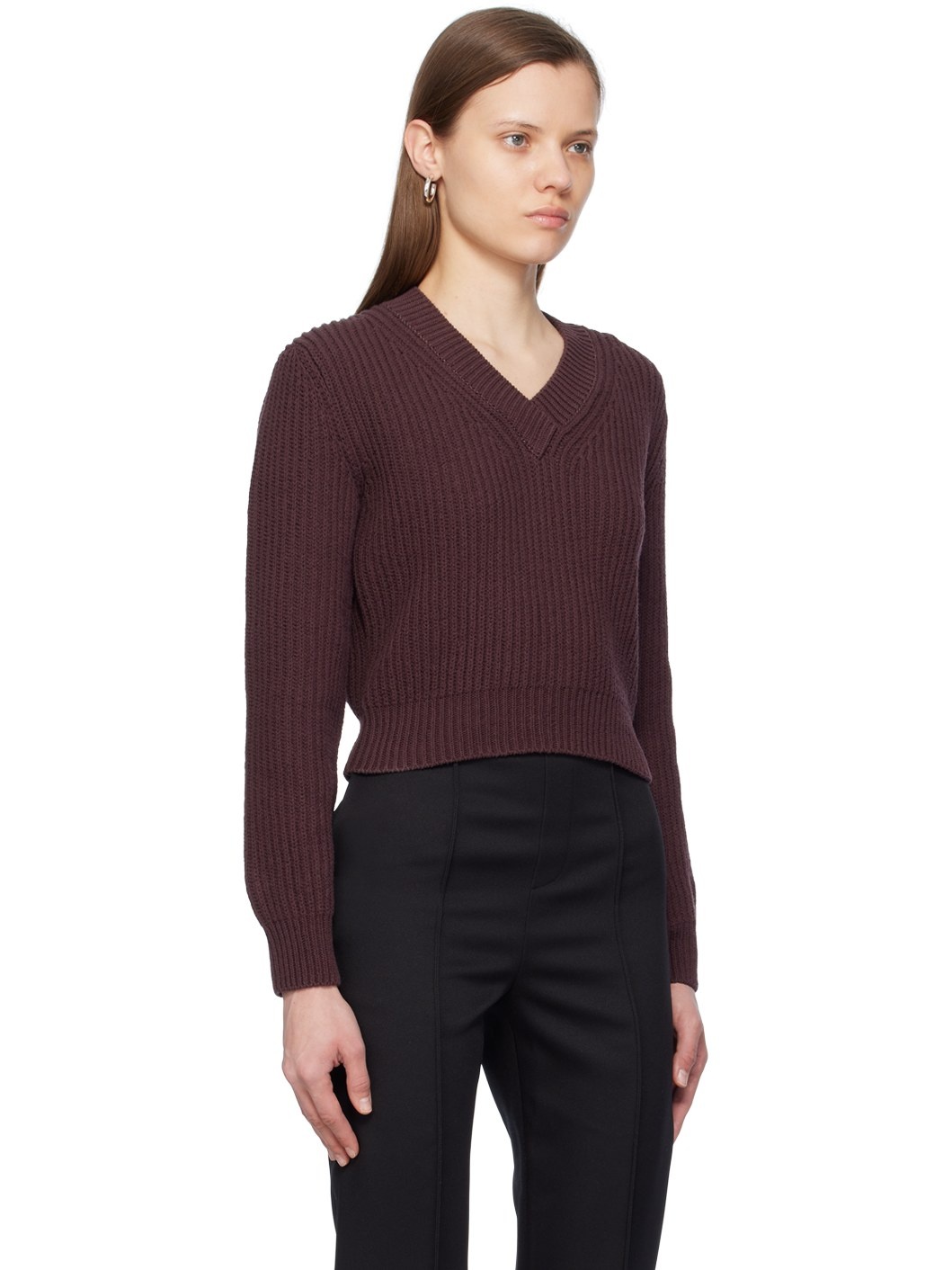Brown Cropped Sweater - 2