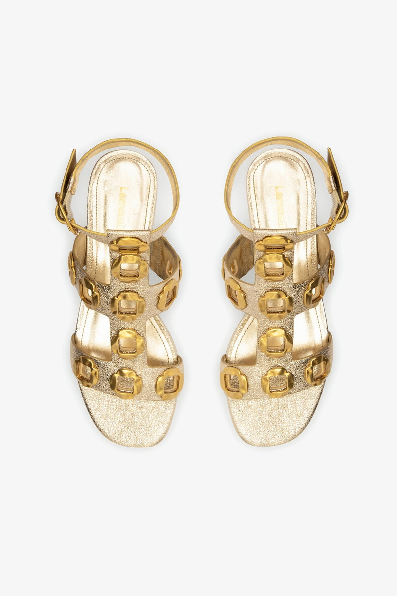 Milan Gladiator Flat In Gold Metallic Leather 6