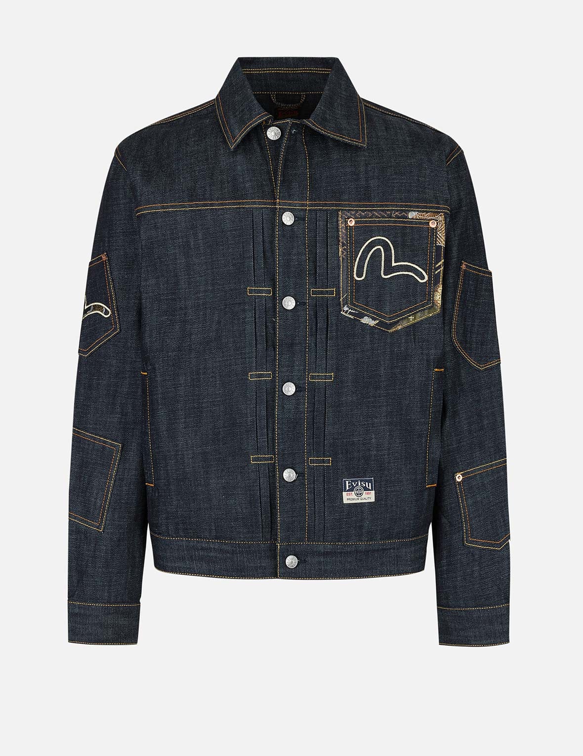 Multi-Pocket with Brocade Patch Regular Fit Denim Jacket - 2