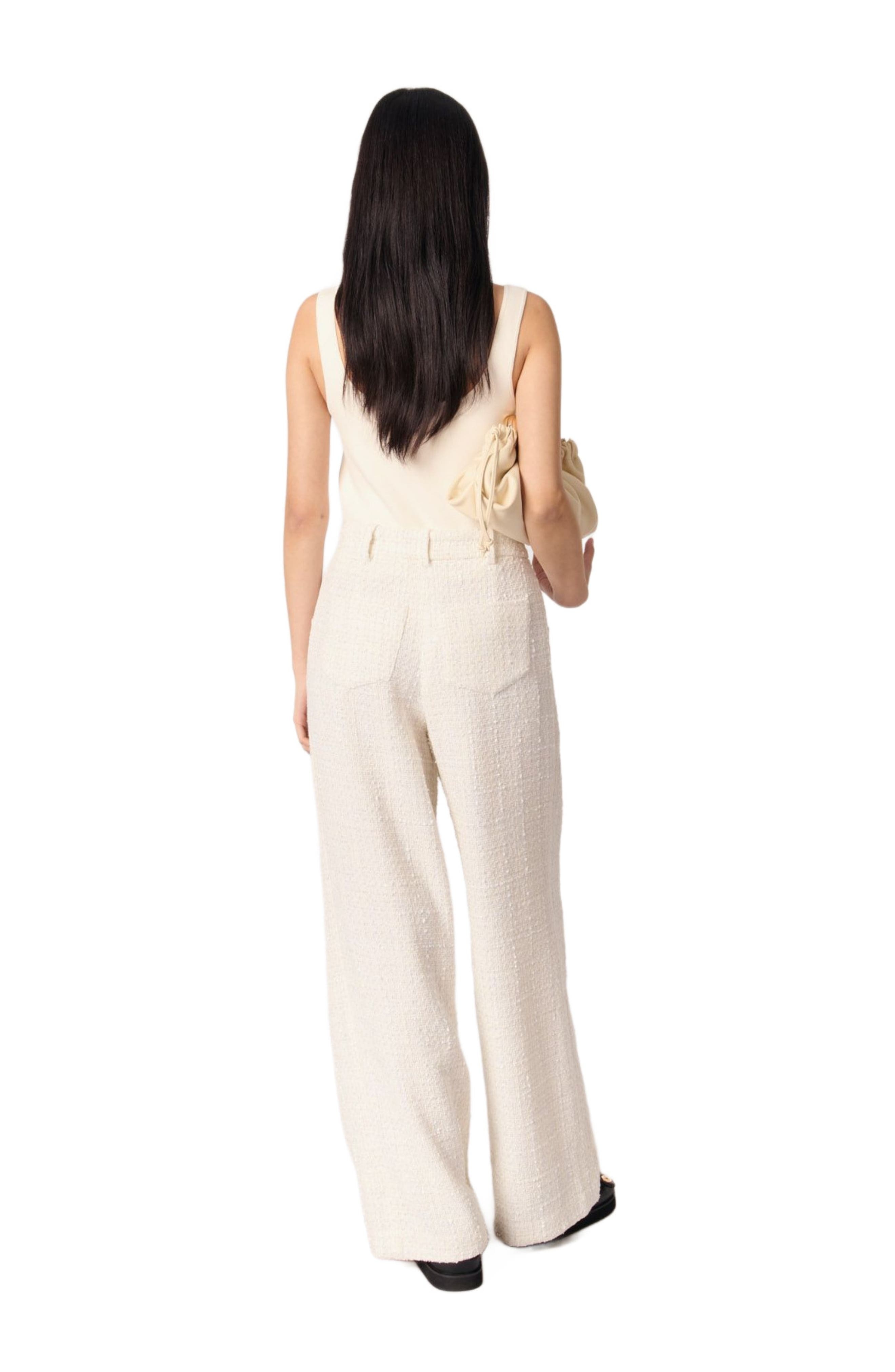 maje Wide-leg tweed trousers in Ecru at Nordstrom - 2